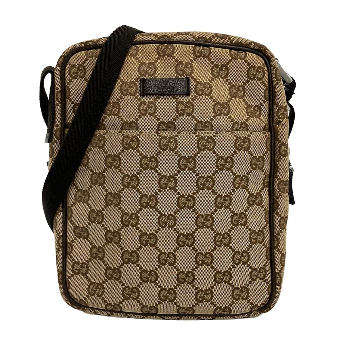 GUCCI(グッチ) ショルダーバッグ GG柄 122759 ベージュ×ダークブラウン 斜めがけ レザー