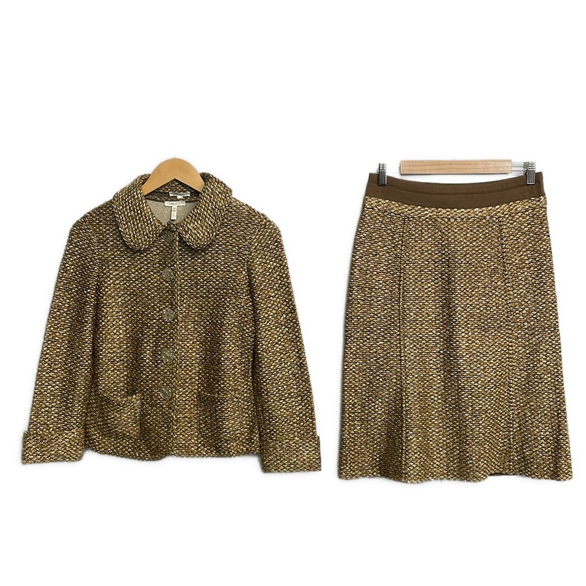 ESCADA(エスカーダ) スカートスーツ レディース美品 - ゴールド×ブロンズ×マルチ ニット/3点セット
