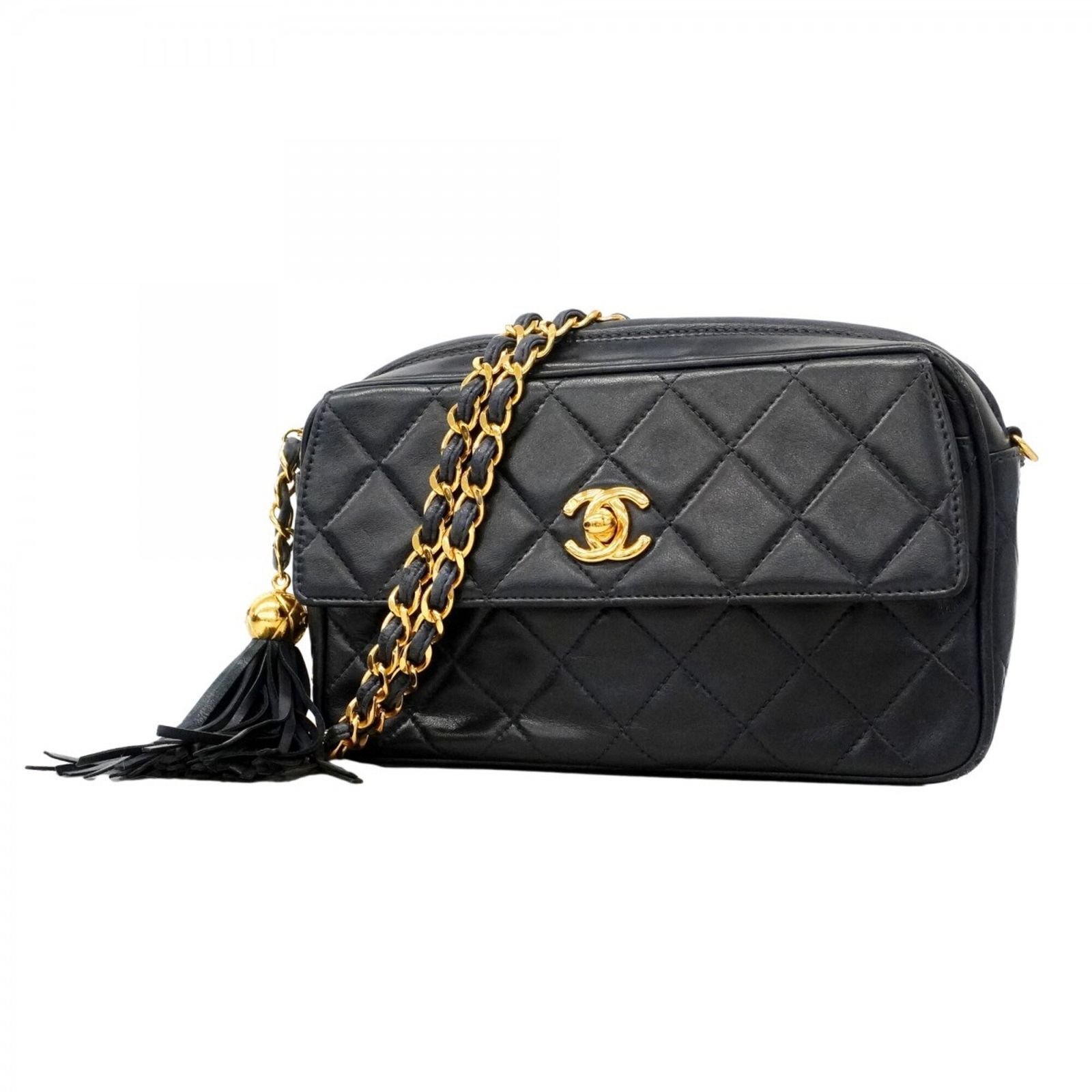 シャネル(Chanel) シャネル ショルダーバッグ マトラッセ 付きチェーンショルダー ラムスキン ネイビー レディース
