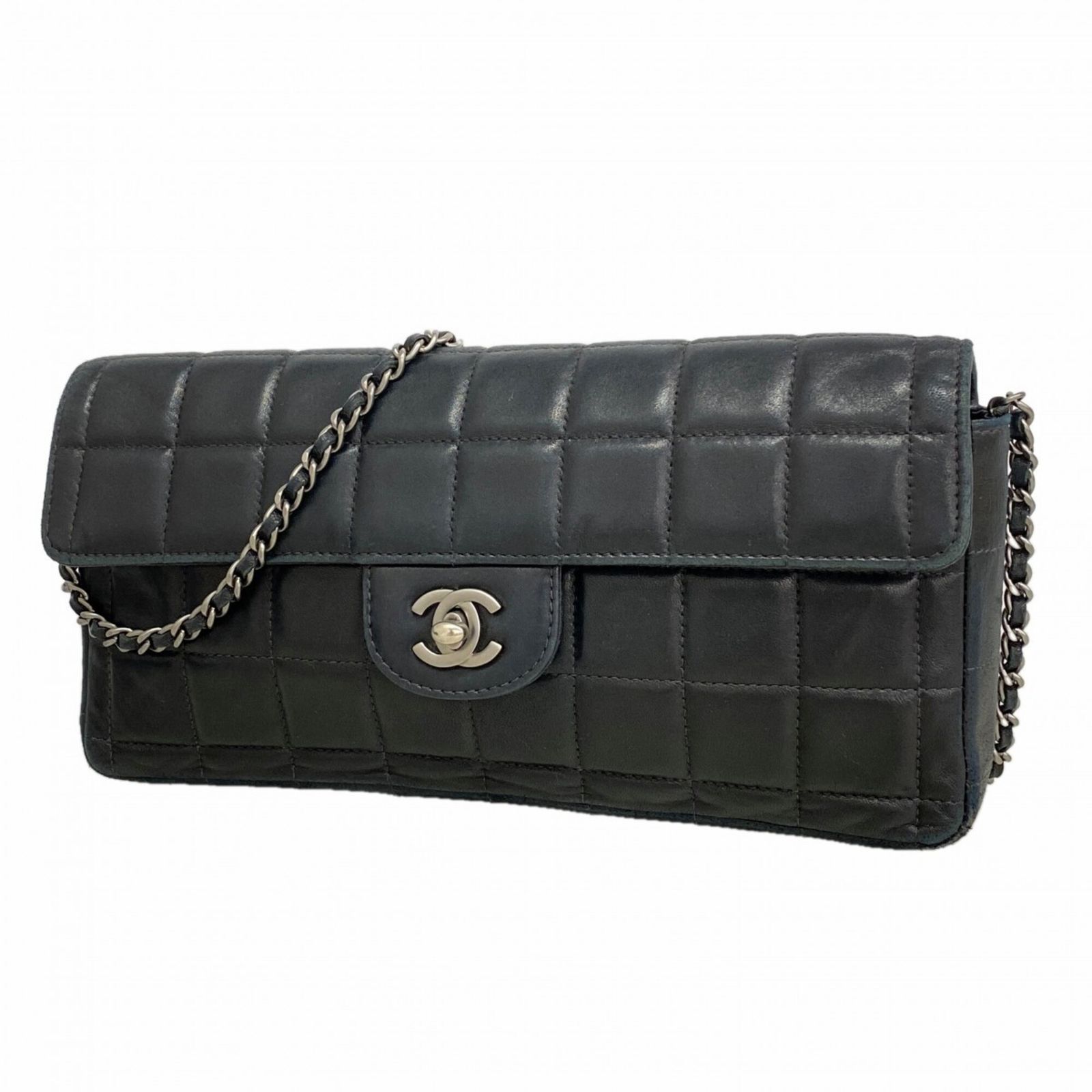 シャネル(Chanel) シャネル ショルダーバッグ チョコバー チェーンショルダー ラムスキン ブラック レディース