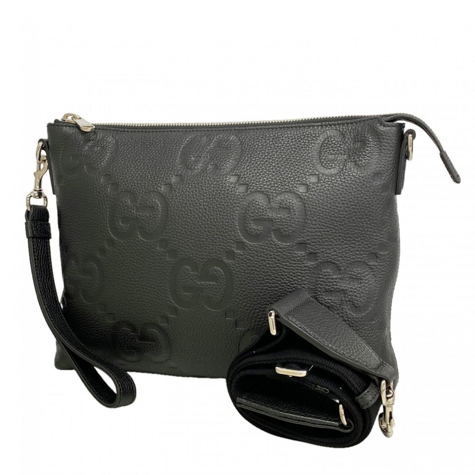 グッチ(Gucci) グッチ ショルダーバッグ ジャンボGG 696009 レザー ブラック メンズ