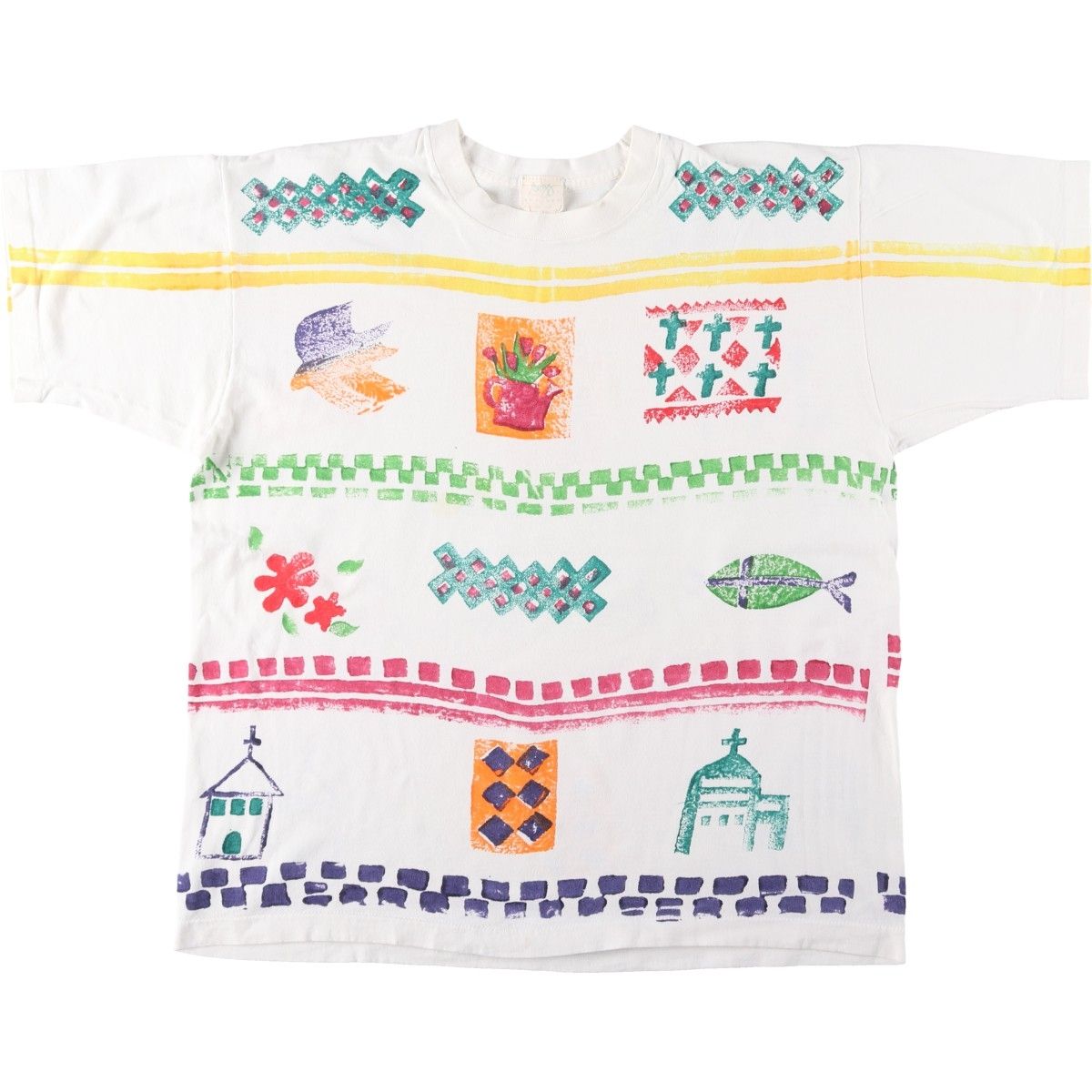 古着 ~90年代 Gregg Apparel 総柄 アートTシャツ メンズXL相当/eaa654513