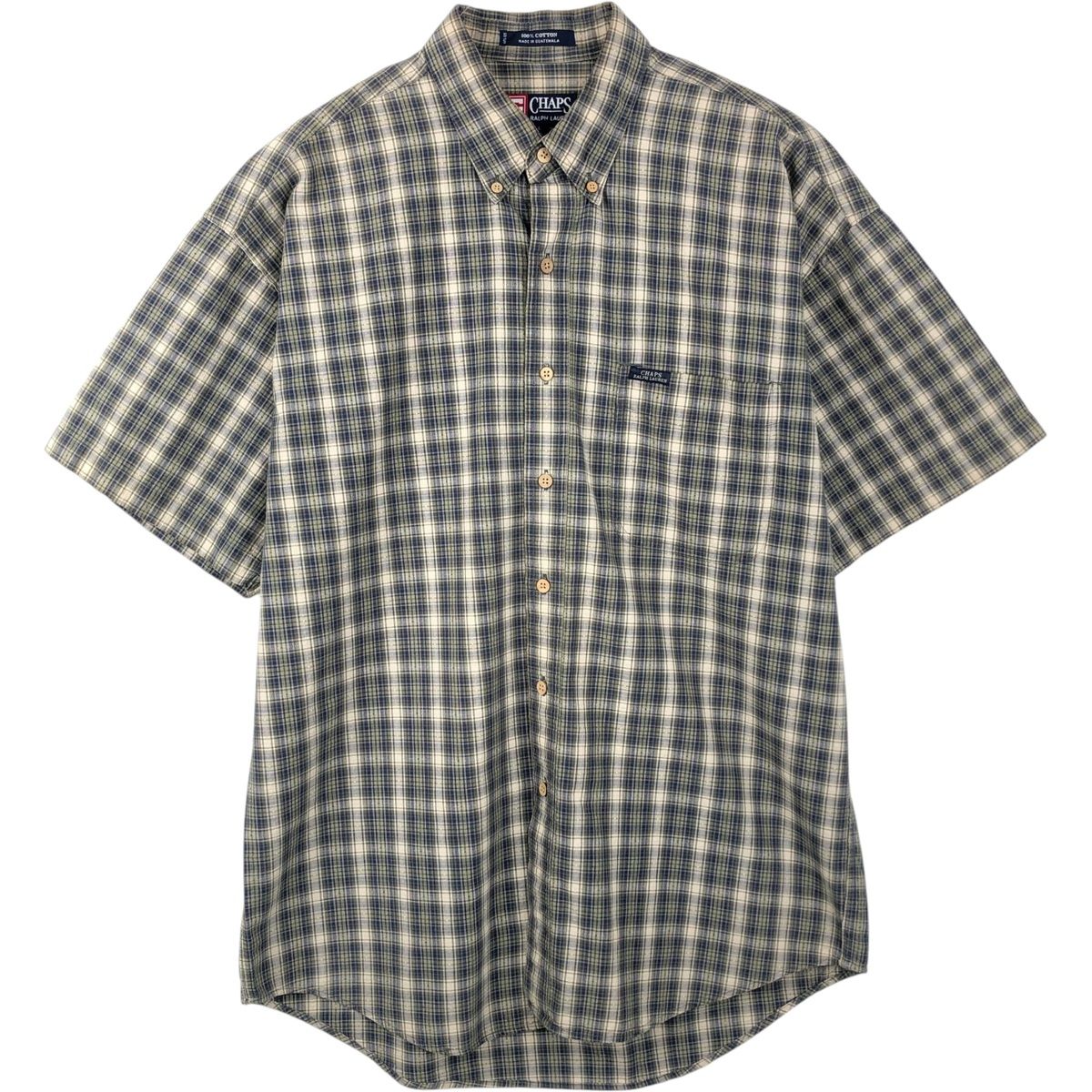 古着 ラルフローレン Ralph Lauren CHAPS チャップス 半袖 ボタンダウン チェックシャツ メンズL相当/eaa655247