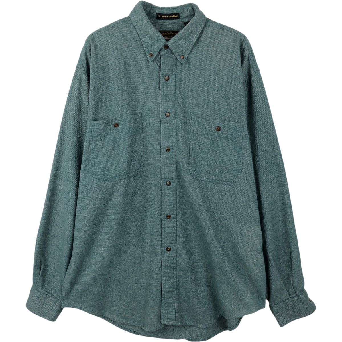 古着 80~90年代 エディーバウアー Eddie Bauer 黒タグ Sonoma Heathers ボタンダウン 長袖 シャモアクロスシャツ メンズL相当/eaa650512