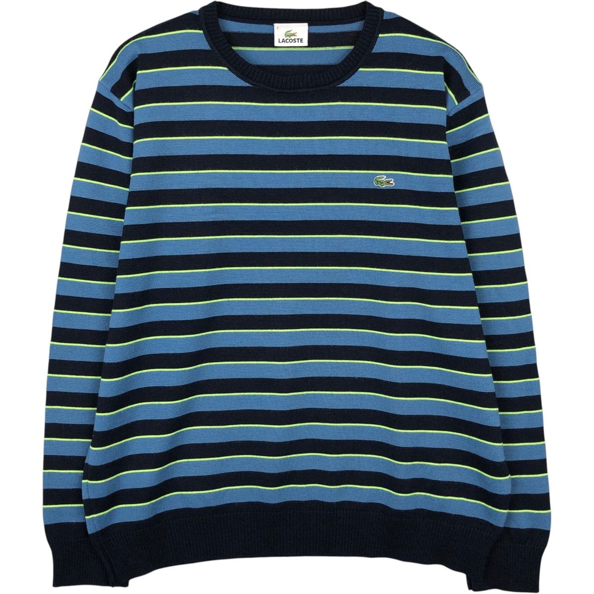 古着 ラコステ LACOSTE ボーダー柄 ウール×アクリルニットセーター メンズXXL相当/eaa645954