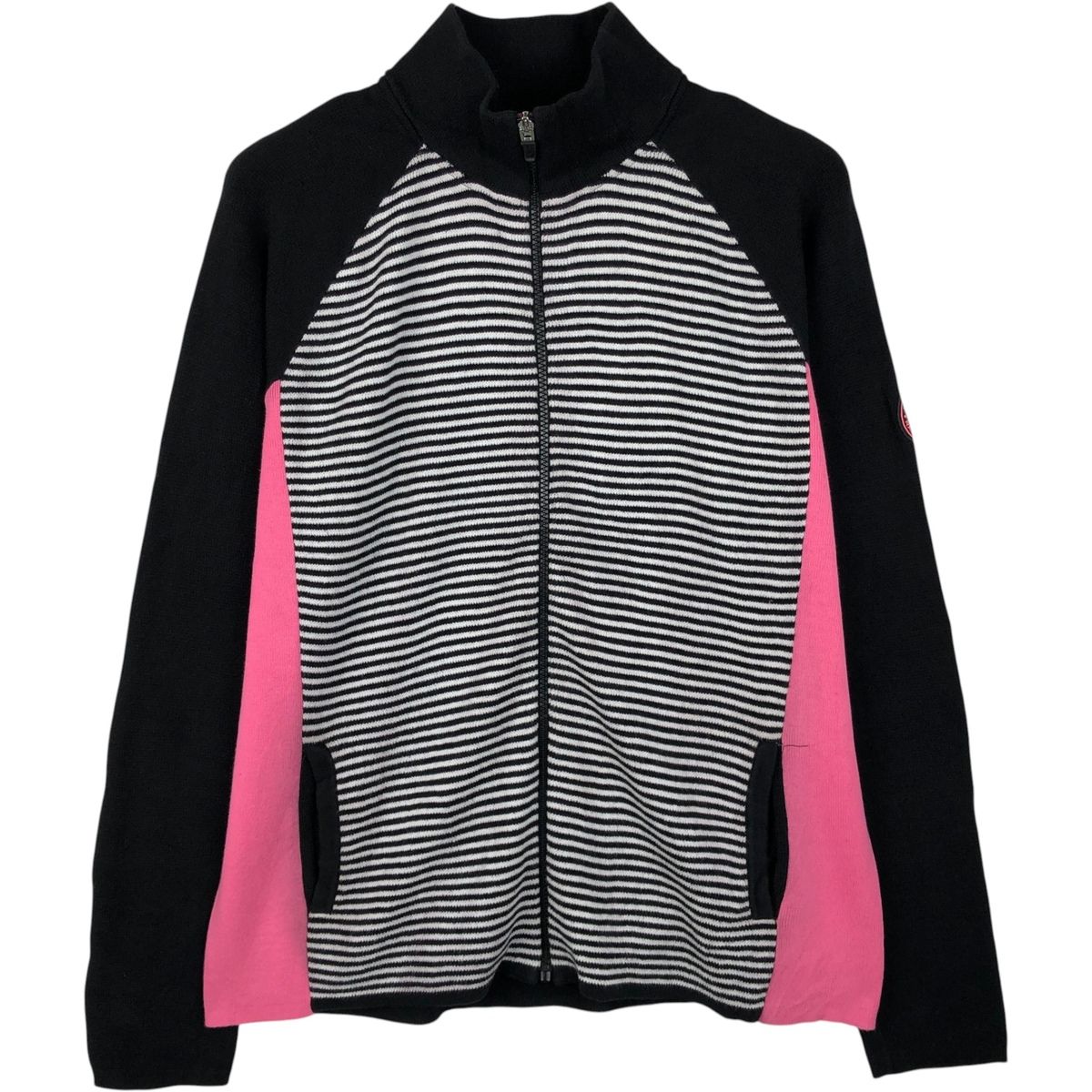 古着 ラルフローレン Ralph Lauren L-RL LAUREN ACTIVE ボーダー柄 コットンニットフルジップセーター レディースXL相当/eaa652768
