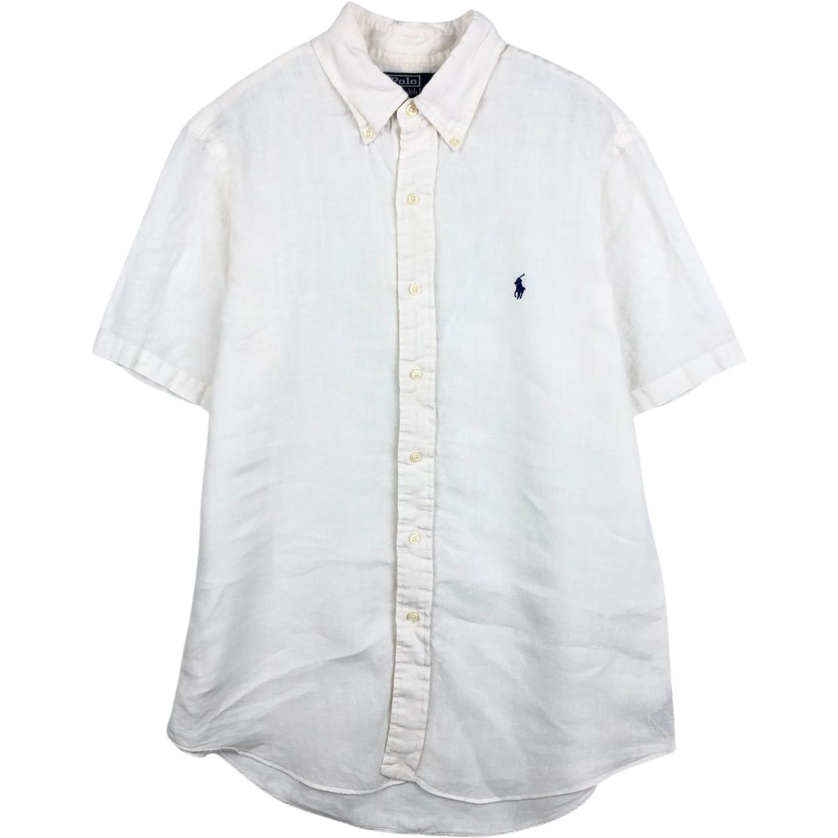 古着 ラルフローレン Ralph Lauren POLO by Ralph Lauren CUSTOM FIT 半袖 リネン ボタンダウンシャツ メンズM相当/eaa641277