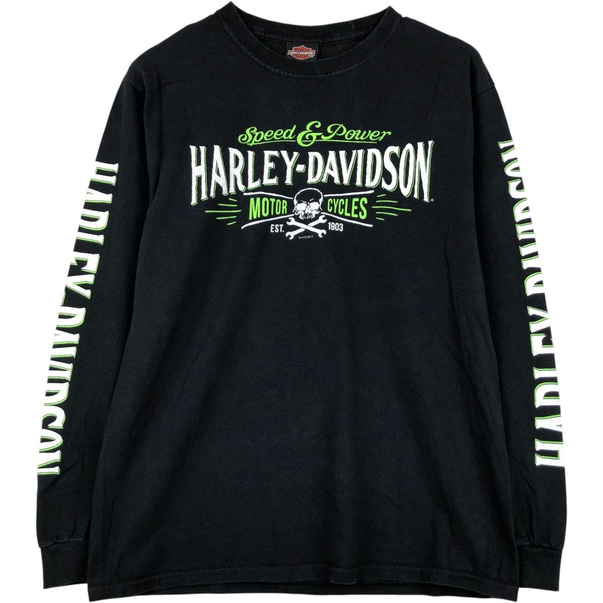 古着 ハーレーダビッドソン Harley-Davidson ドクロ柄 スカル柄 ロングTシャツ ロンT メンズM相当/eaa655125