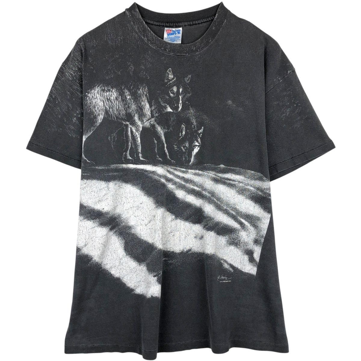 古着 90年代 ヘインズ Hanes BEEFY-T オオカミ柄 アニマルTシャツ USA製 メンズXL相当 ヴィンテージ/eaa652871