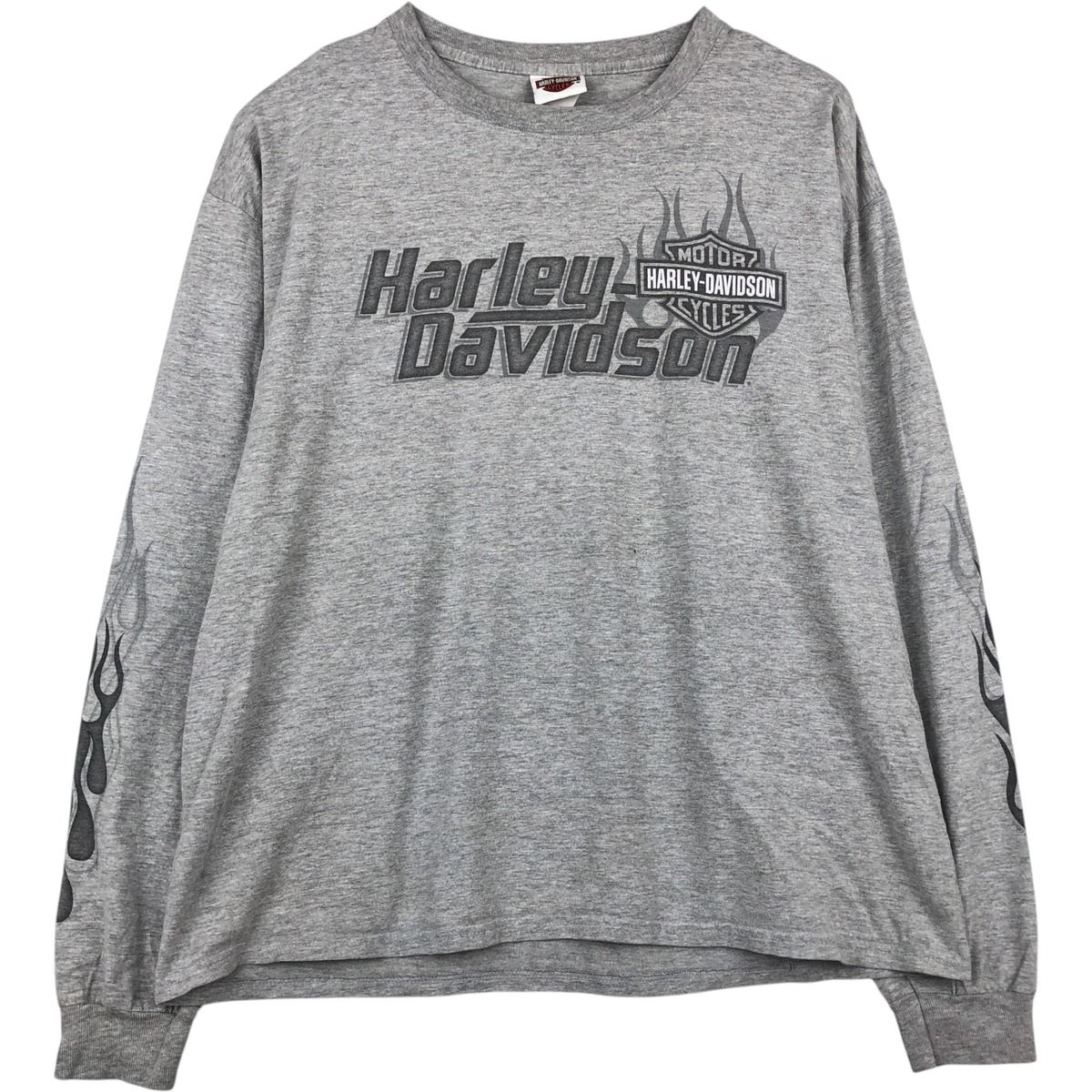 古着 ハーレーダビッドソン Harley-Davidson ファイヤーパターン モーターサイクル ロングTシャツ ロンT メンズXL相当/eaa655137