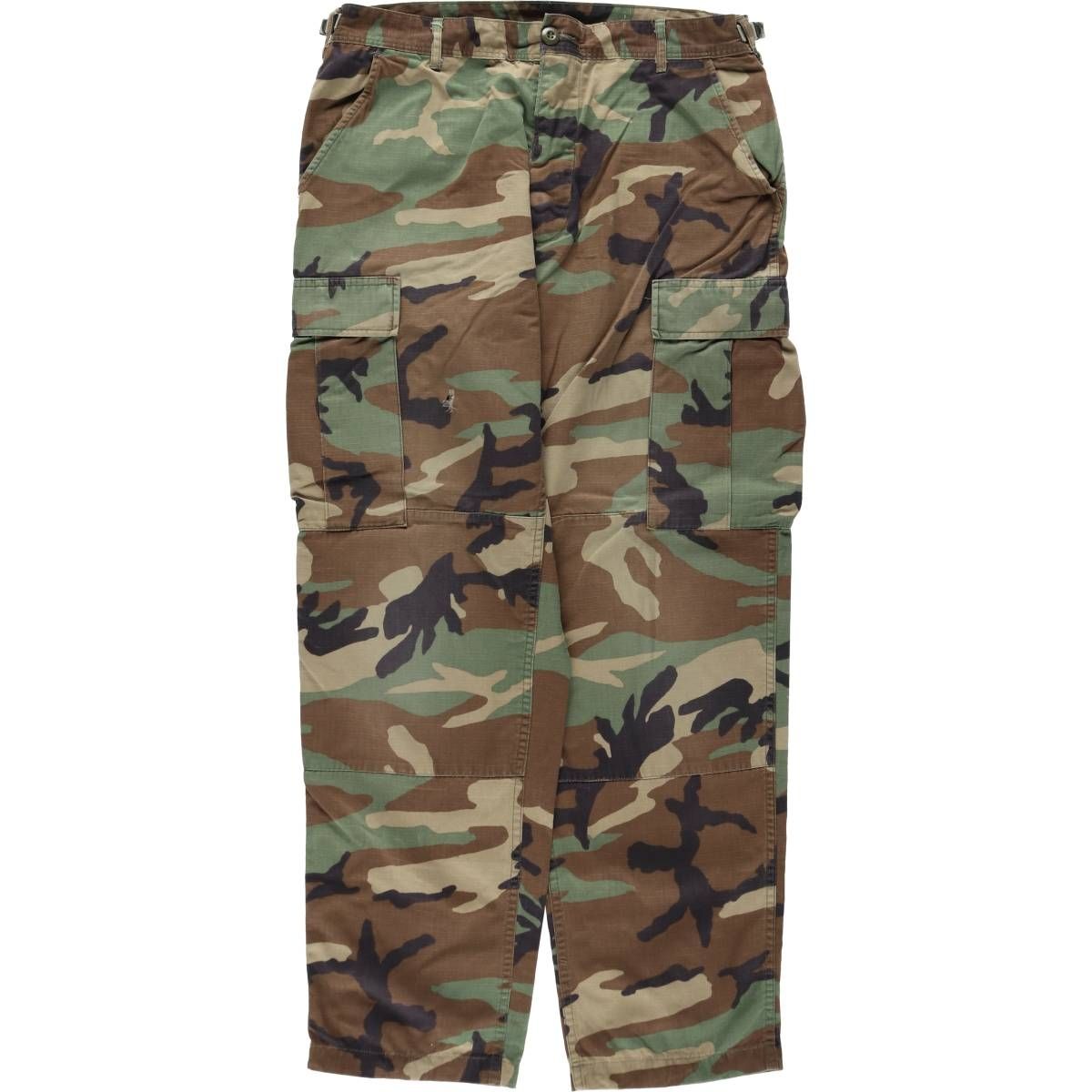 古着 90年代 米軍実品 迷彩柄 ウッドランドカモ リップストップ ミリタリー カーゴパンツ コンバットパンツ USA製/eaa622381