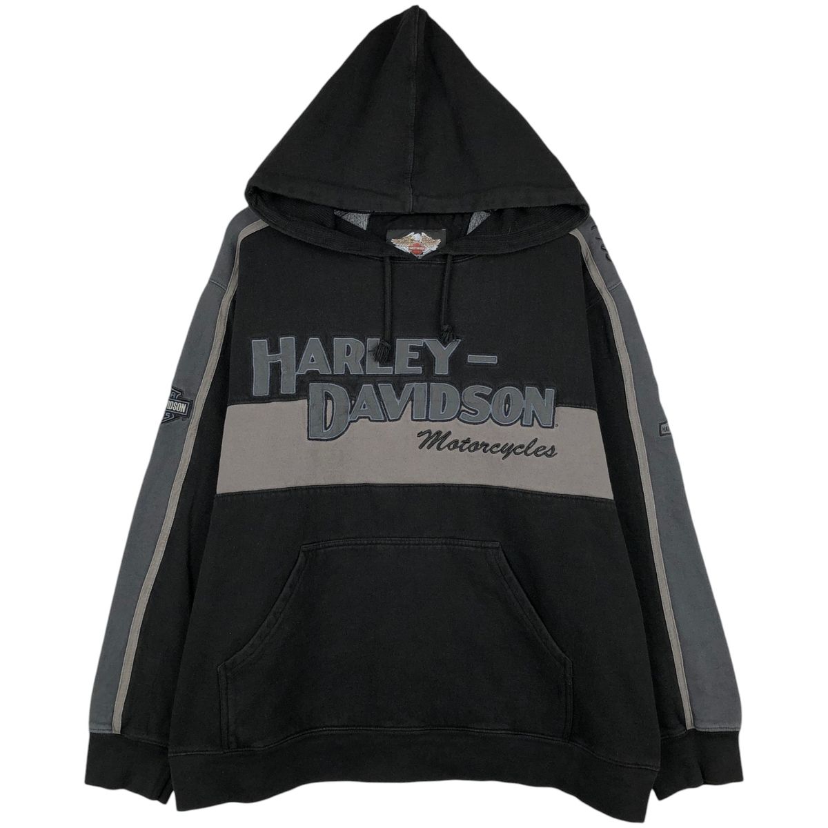 古着 ハーレーダビッドソン Harley-Davidson 星条旗柄 アドバタイジング スウェットプルオーバーパーカー メンズXL相当/eaa650306