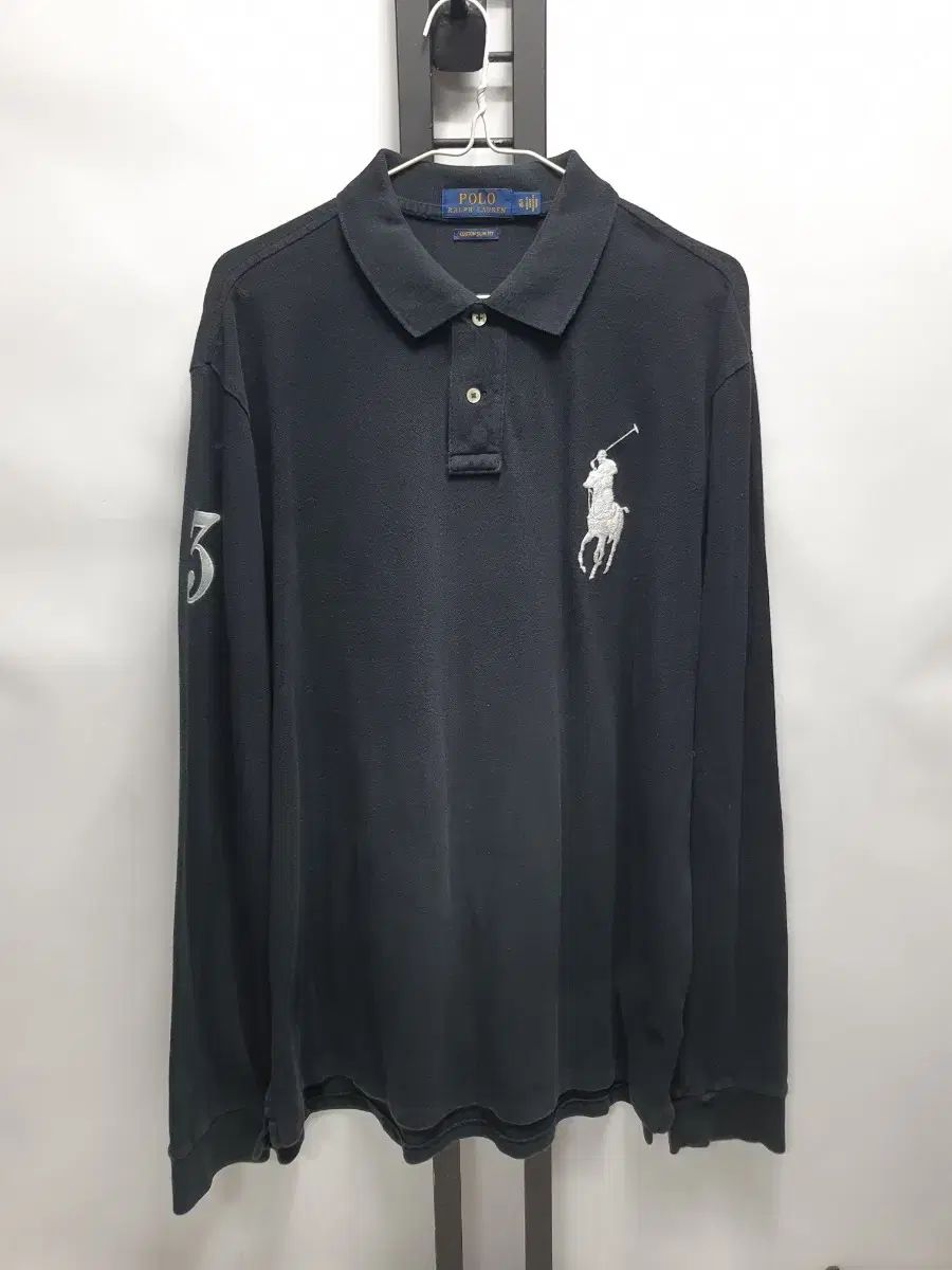 POLO RALPH LAUREN ビックポニー 長袖 カラーTシャツ ブラック XL