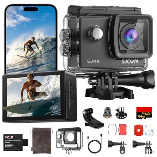 【新品】SJCAM SJ4K アクションカメラ ｜ 4K/40MP 手ブレ補正搭載 ｜ 40m防水 水中カメラ ｜ 170°広角レンズ WDR対応 ｜ 5倍ズーム WiFi接続 ｜ 2バッテリー付属 スポーツ/自転車/Vlog撮影用 XYDL