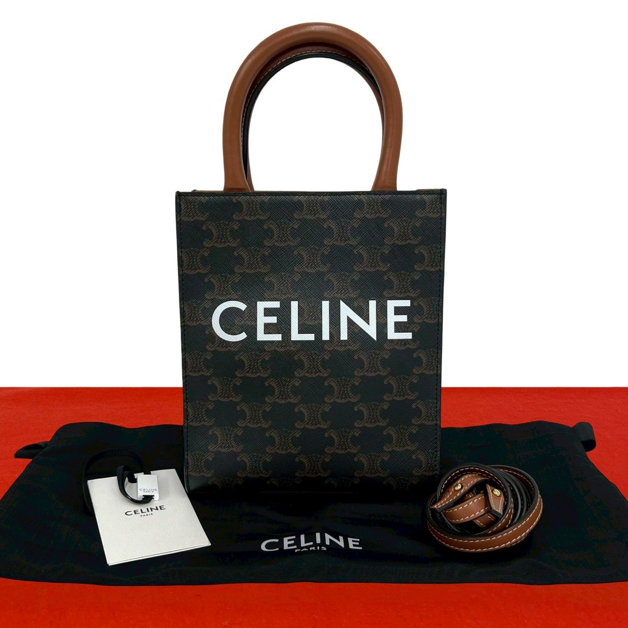 保存袋付き✨セリーヌ バーティカルカバ スモール フィービー期 2way 極 美品 保存袋付き CELINE セリーヌ バーティカルカバ ミニ レザー 本