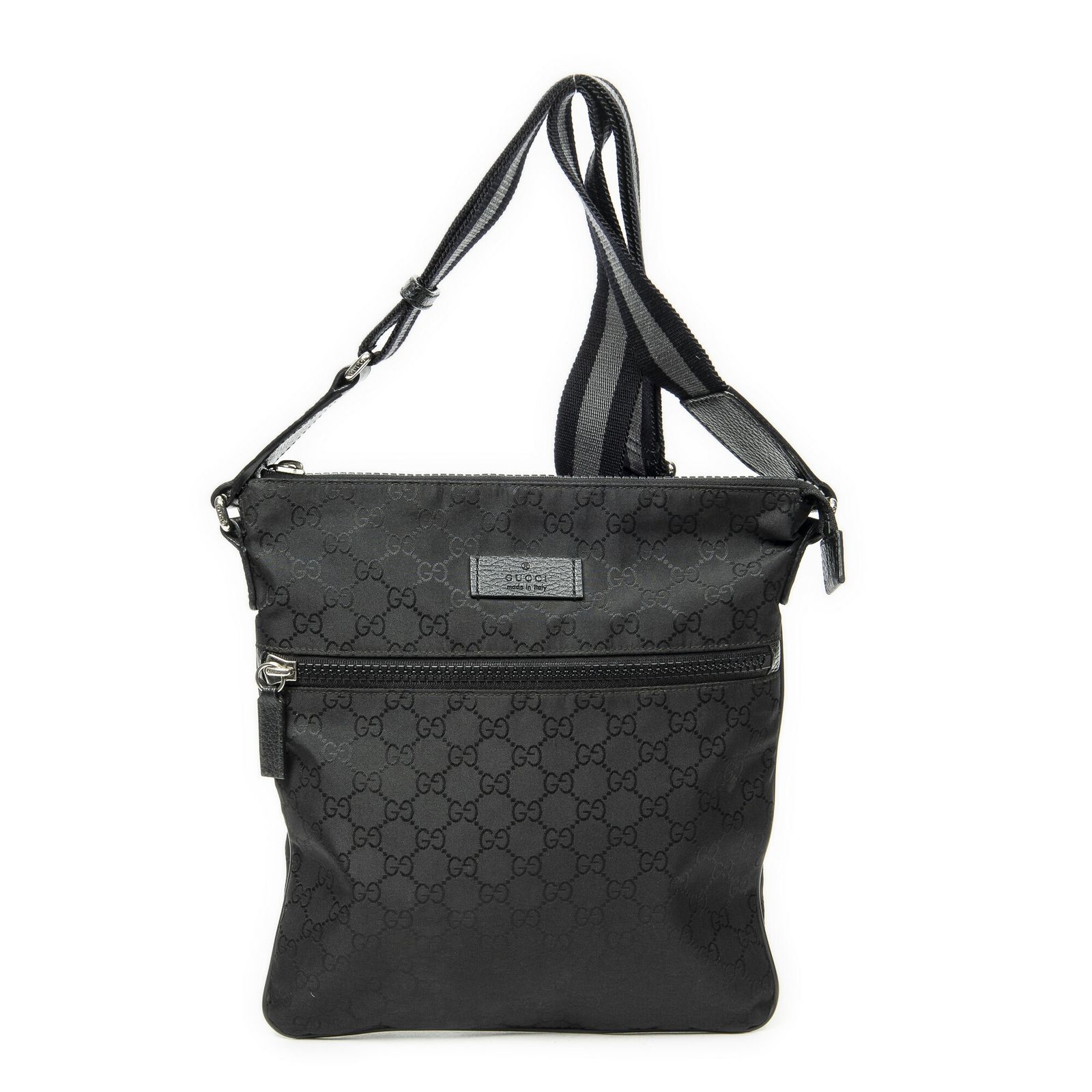 [中古] GUCCI グッチWeb Square Nylon Messenger黒GGナイロンキャンバスA