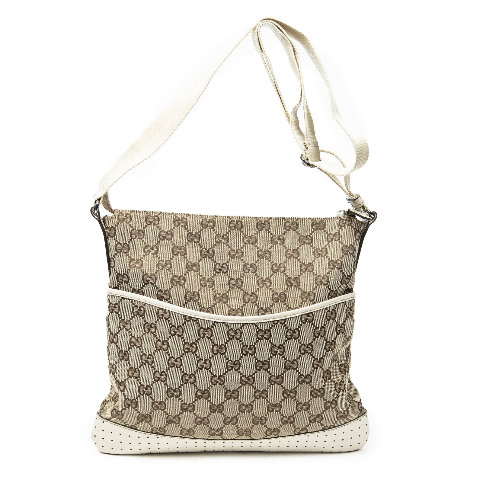 [中古] GUCCI グッチウェブメディアメッセンジャーベージュ/アイボリーGGキャンバスA