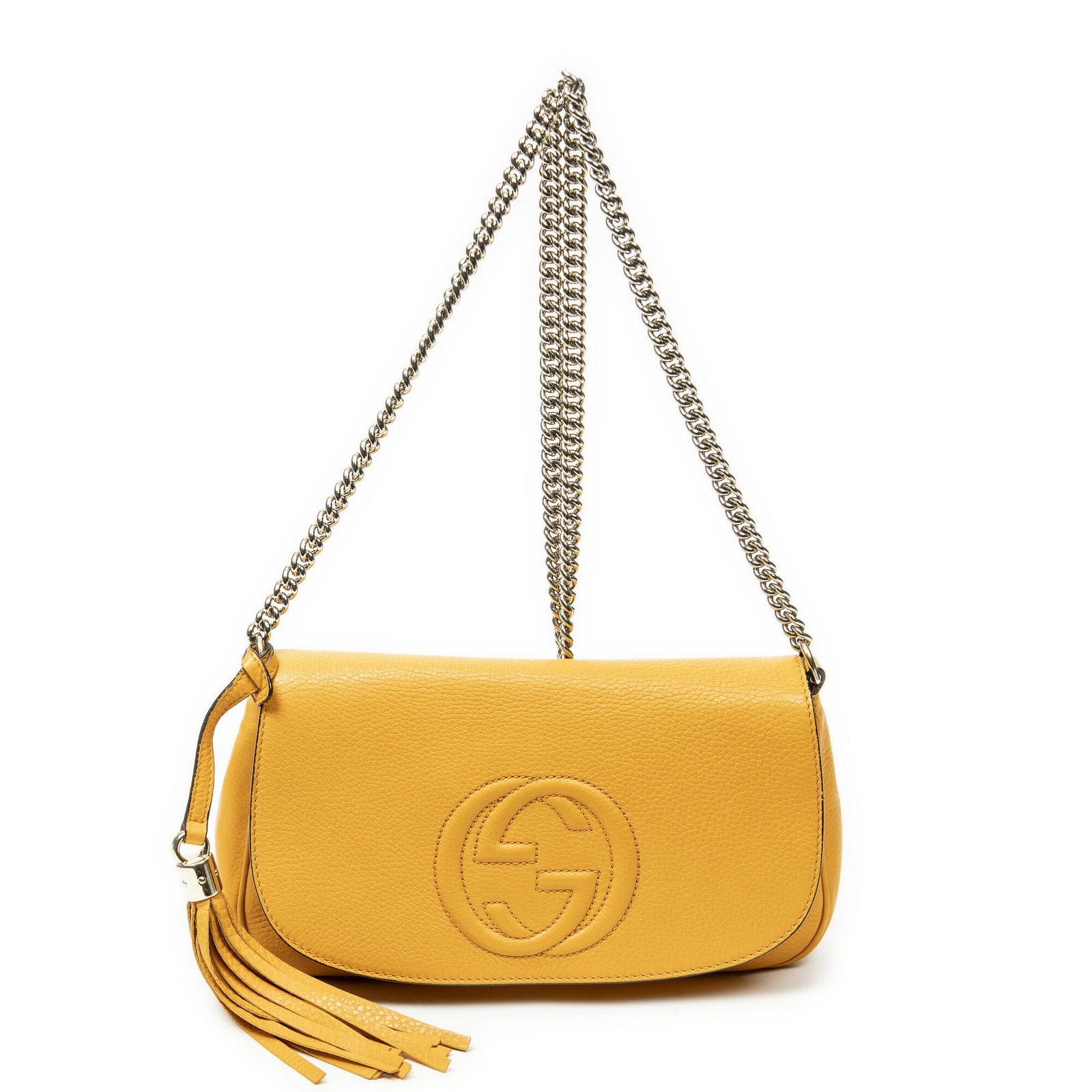 [中古] GUCCI グッチチェーンショルダーオレンジグレインカーフスキンレザーA