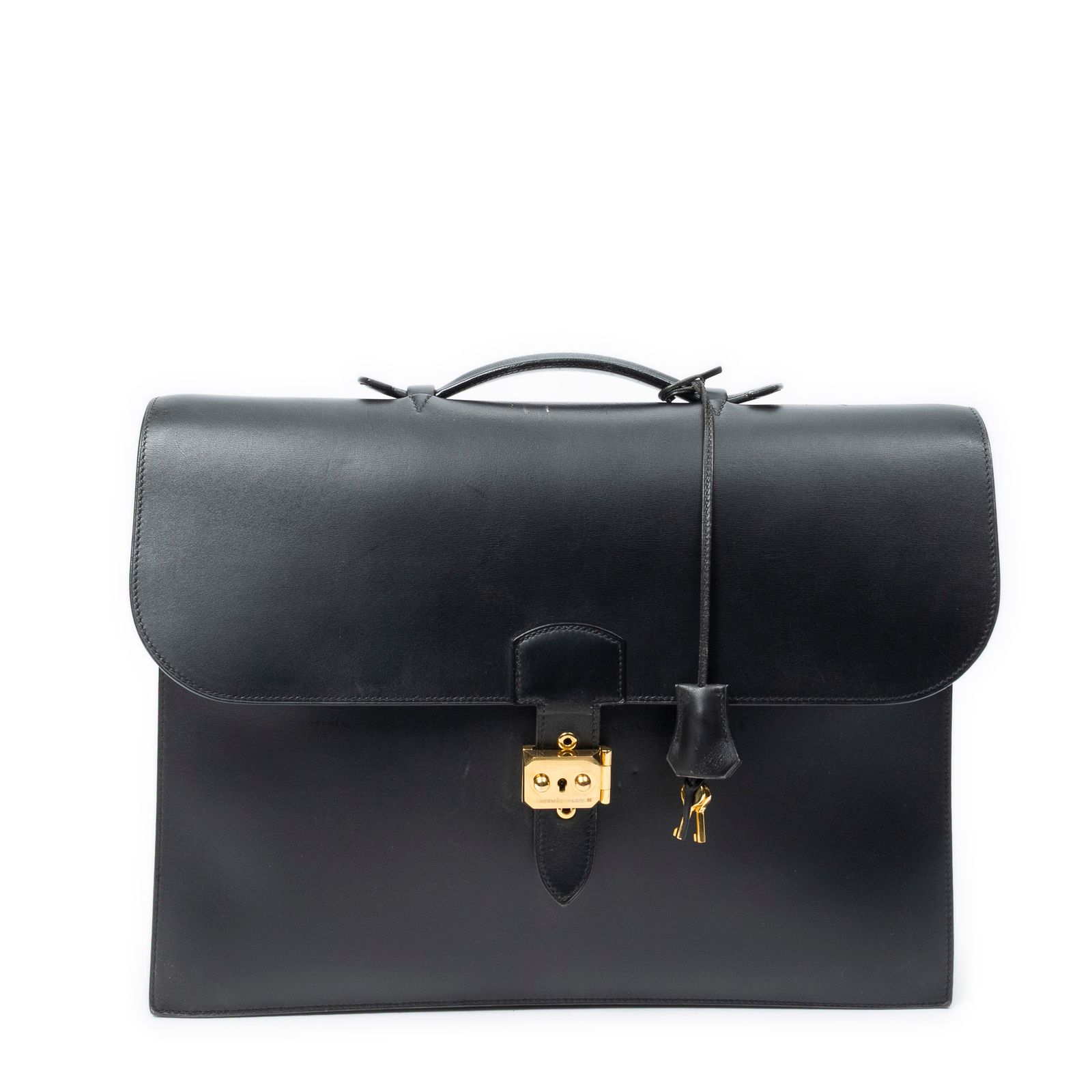 [中古] HERMES エルメスサック ア デペシュ黒ボックスレザーAB