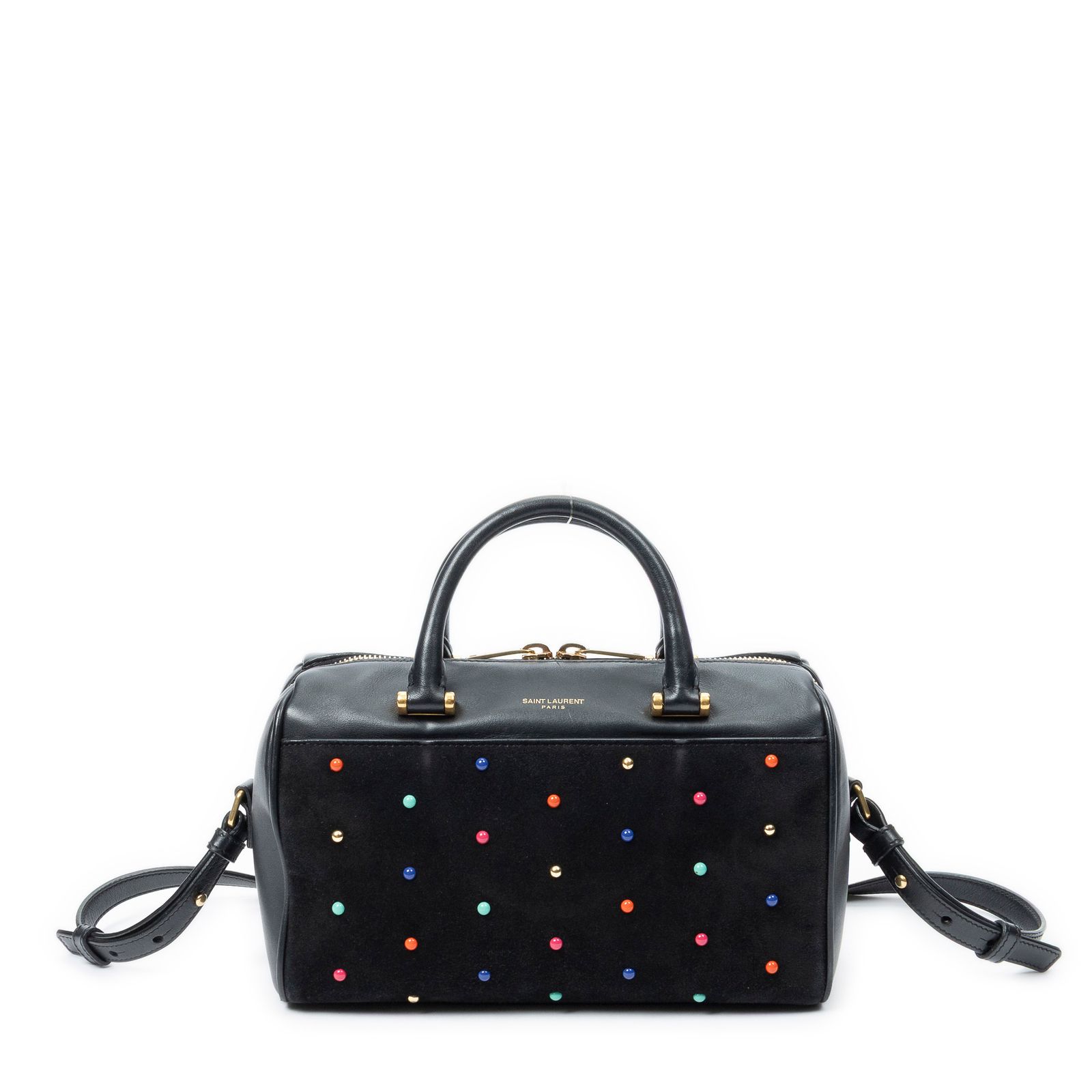 [中古] YVES SAINT LAURENT イヴサンローランベビーダッフル黒スタッズ付きカーフスキンA