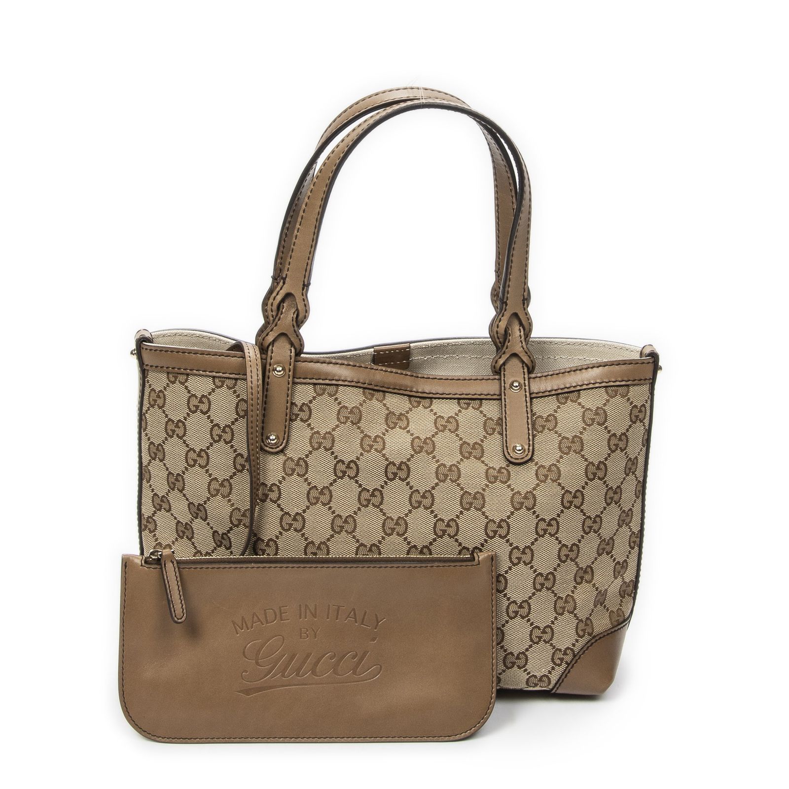 [中古] GUCCI グッチスモールクラフトトートベージュ/ブラウンGGキャンバスA