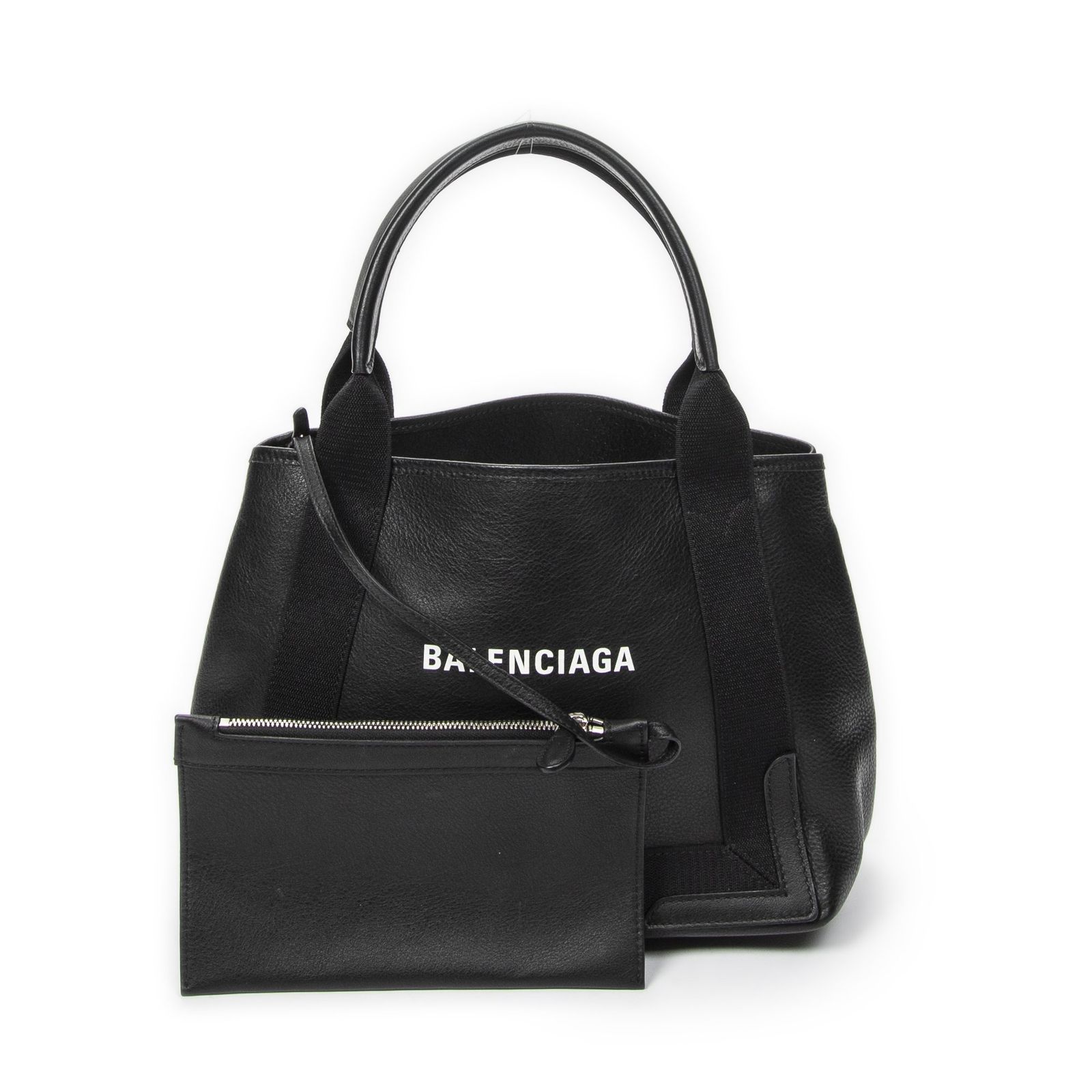 [中古] BALENCIAGA バレンシアガミニ ネイビー カバス黒グレインレザーA