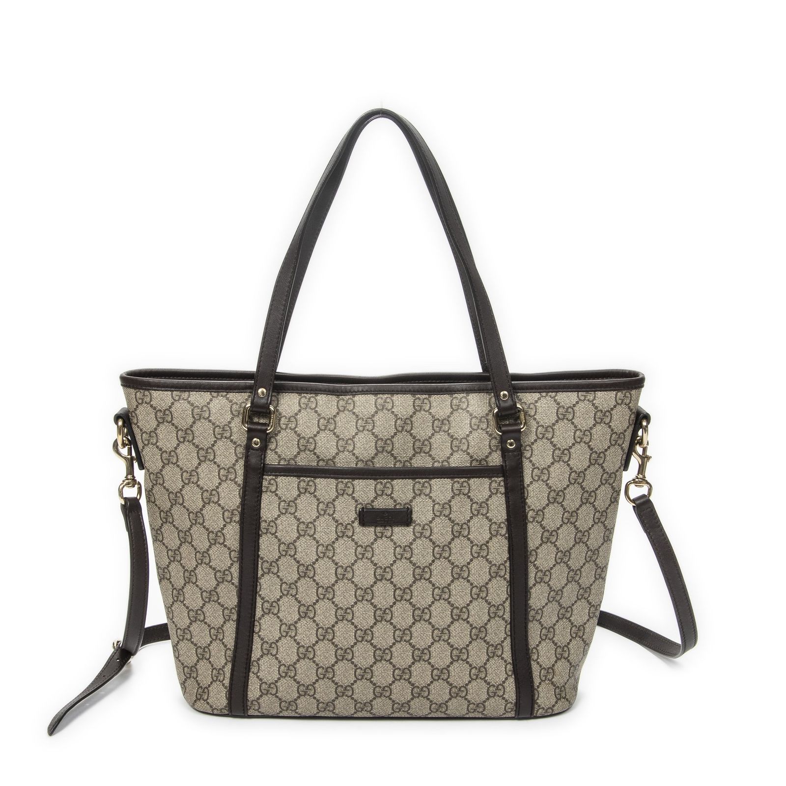 [中古] GUCCI グッチジップショッピングトートベージュ/ブラウンGGキャンバスA