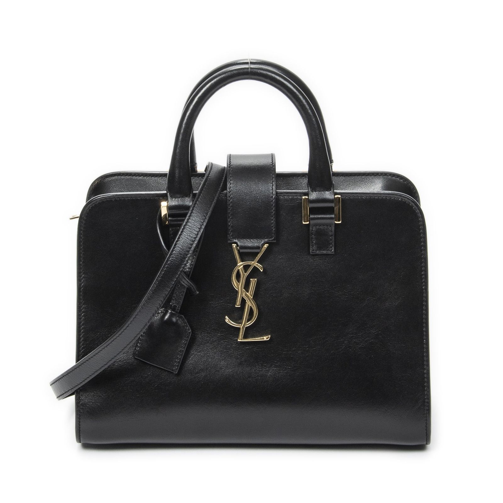 [中古] YVES SAINT LAURENT イヴサンローランモノグラム カバス黒カーフスキンレザーA