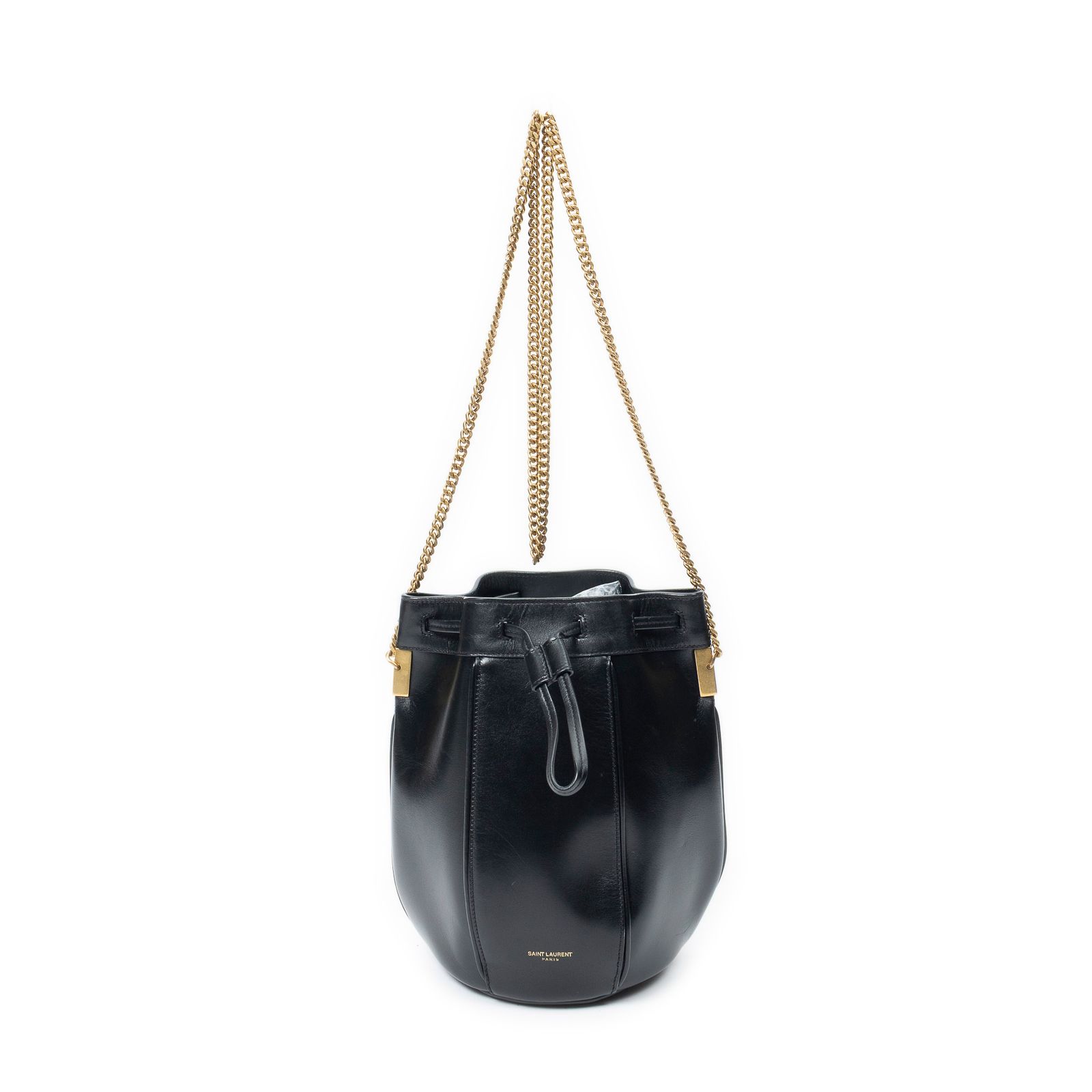 [中古] YVES SAINT LAURENT イヴサンローランSmall Talitha Bucket Bag黒カーフスキンレザーA