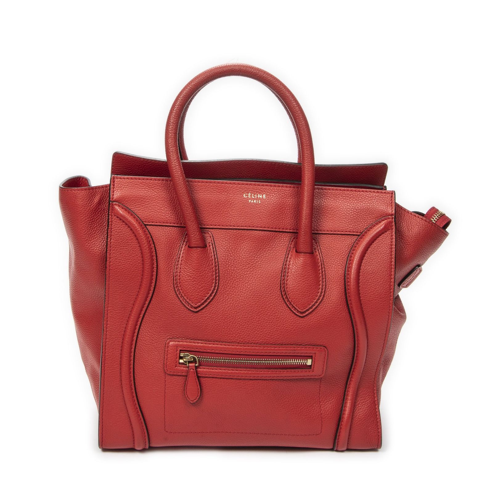[中古] CELINE セリーヌミニラゲッジ赤グレインレザーA