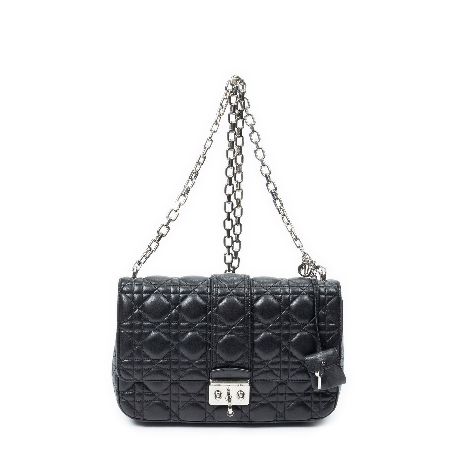 [中古] DIOR ディオールミス ディオール ミディアム フラップ黒カナージラムスキンレザーA
