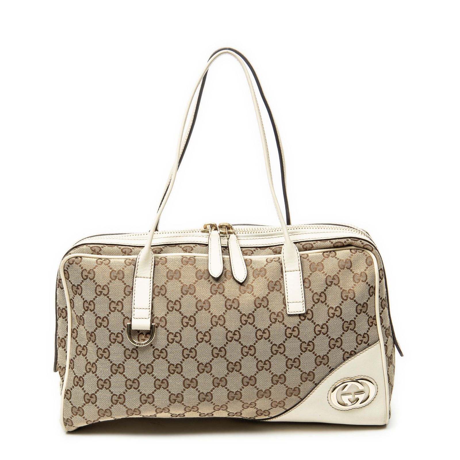 [中古] GUCCI グッチBritt Satchel Bagベージュ/アイボリーGGキャンバスA