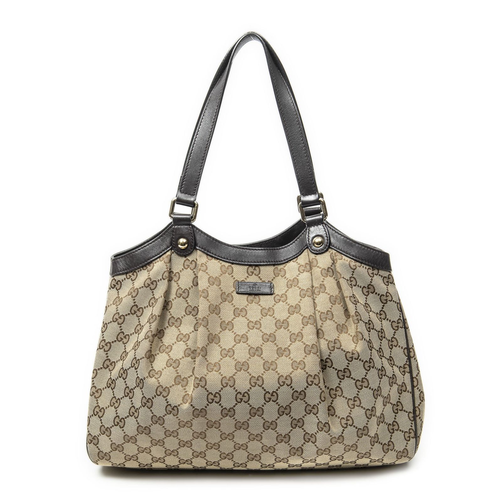 [中古] GUCCI グッチショルダートートベージュ/ダークブラウンGGキャンバスA