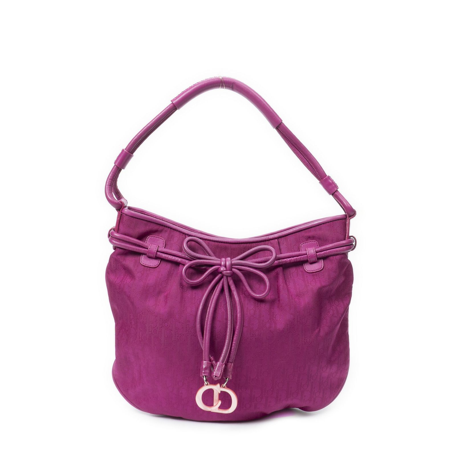 [中古] DIOR ディオールBow Charm Hoboマゼンタトロッター柄 キャンバスA