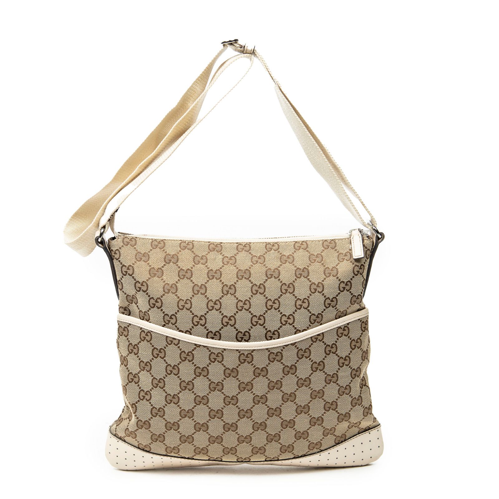 [中古] GUCCI グッチウェブメディアメッセンジャーベージュ/アイボリーGGキャンバスA