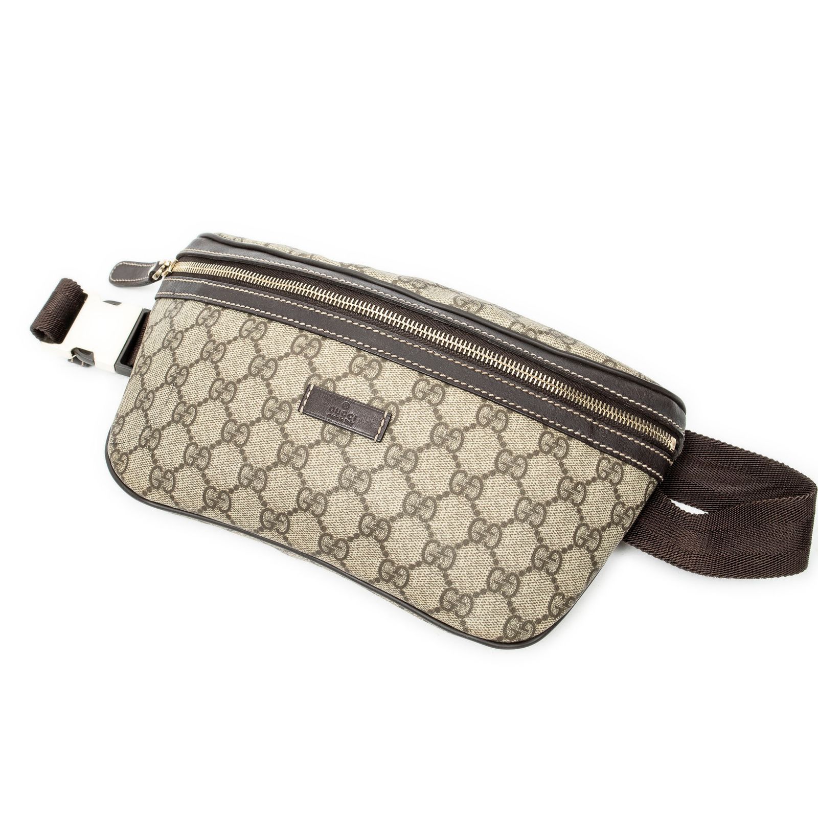 [中古] GUCCI グッチベルトバッグベージュ/ブラウンスプリームPVCキャンバスA