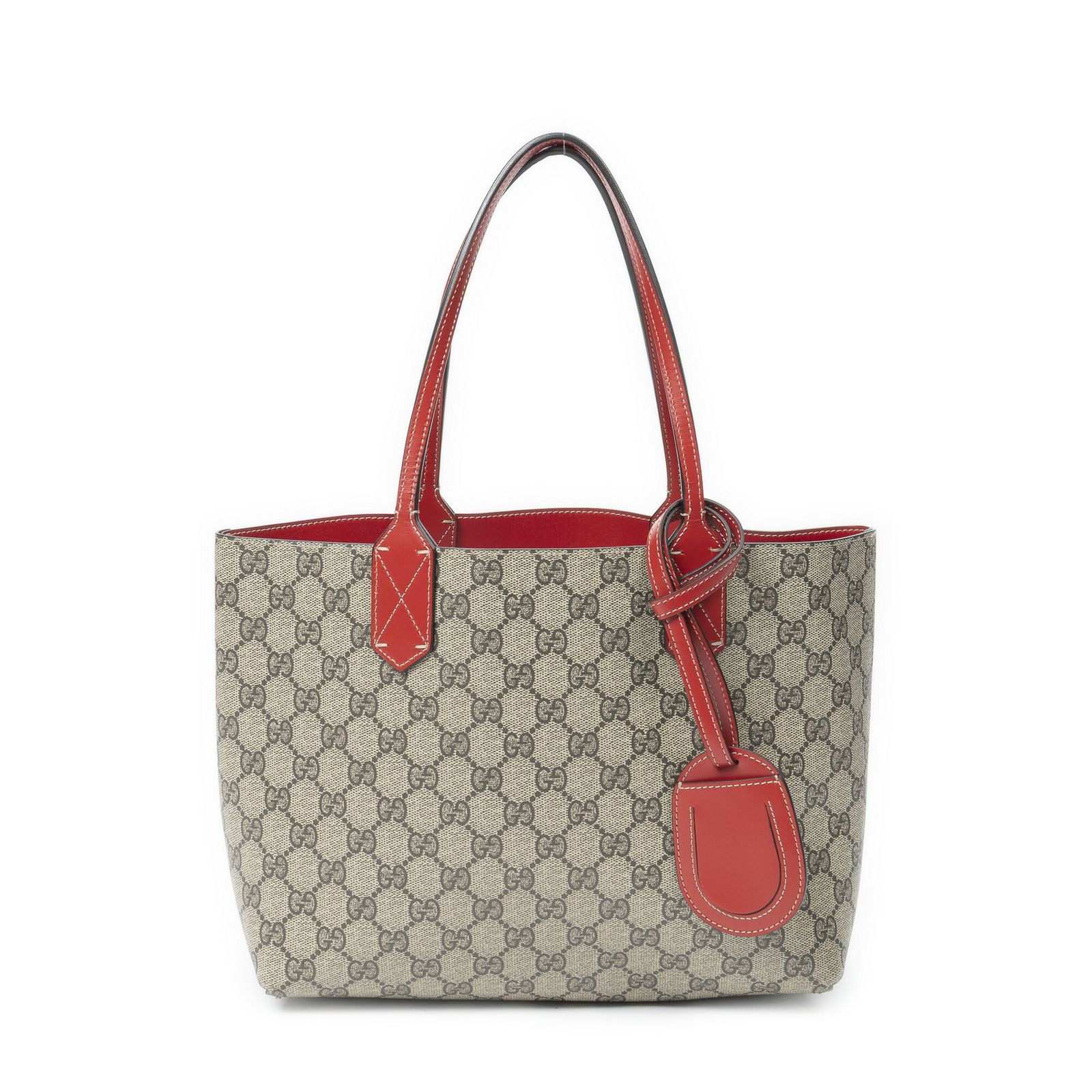 [中古] GUCCI グッチスモールリバーシブルトートベージュ/レッドスプリームPVCキャンバスA