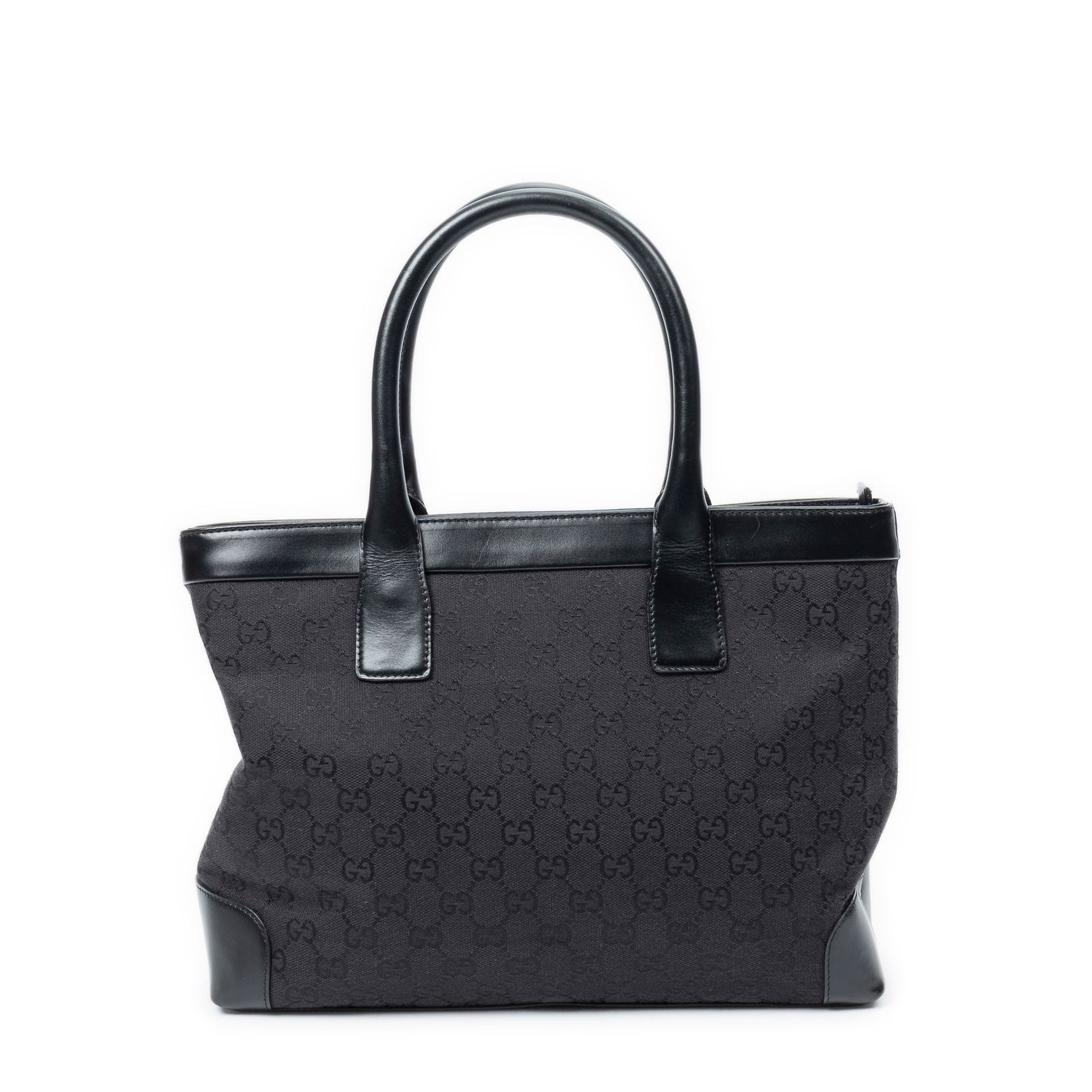 [中古] GUCCI グッチジップショッピングトート黒GGキャンバスA