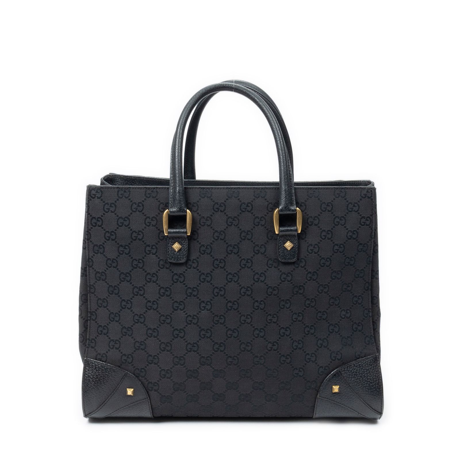 [中古] GUCCI グッチネイルヘッド トート黒GGキャンバスA