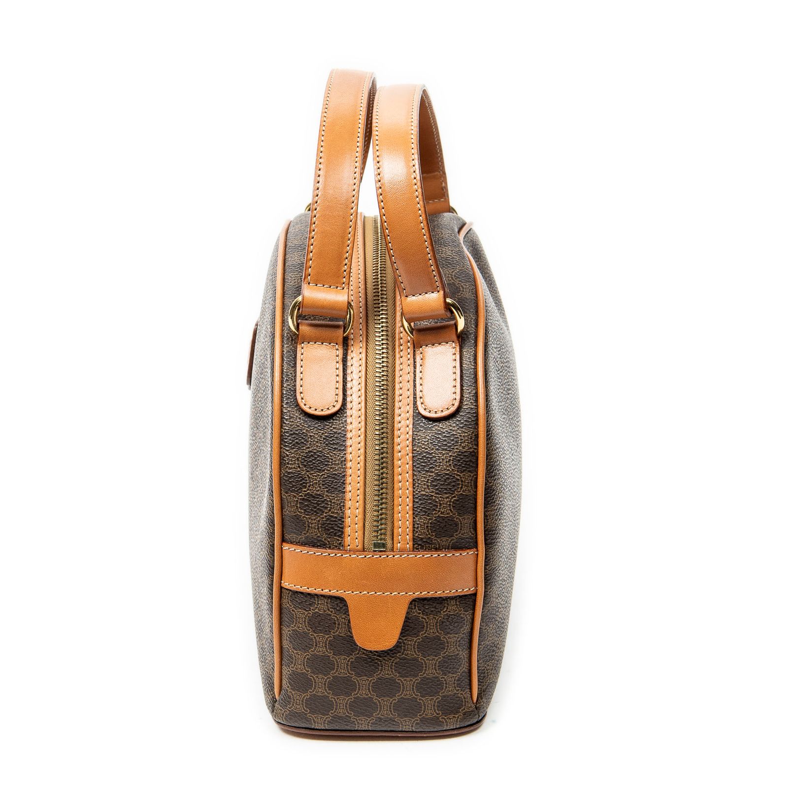 中古] CELINE セリーヌドームトップハンドル茶色マカダムPVC