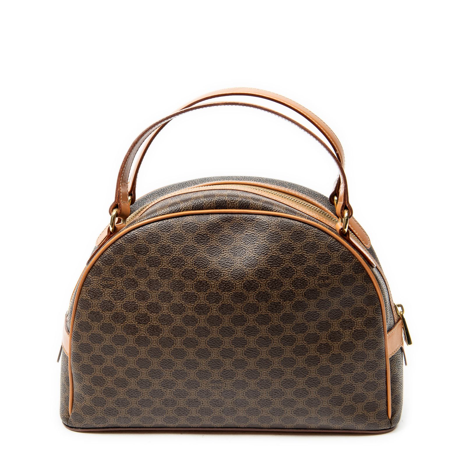 [中古] CELINE セリーヌドームトップハンドル茶色マカダムPVCキャンバスAB CELINE セリーヌ 中古] ミニボストン ダブル セリーヌヴィンテージドームトップハンドル茶色マカダムPVCキャンバスAB