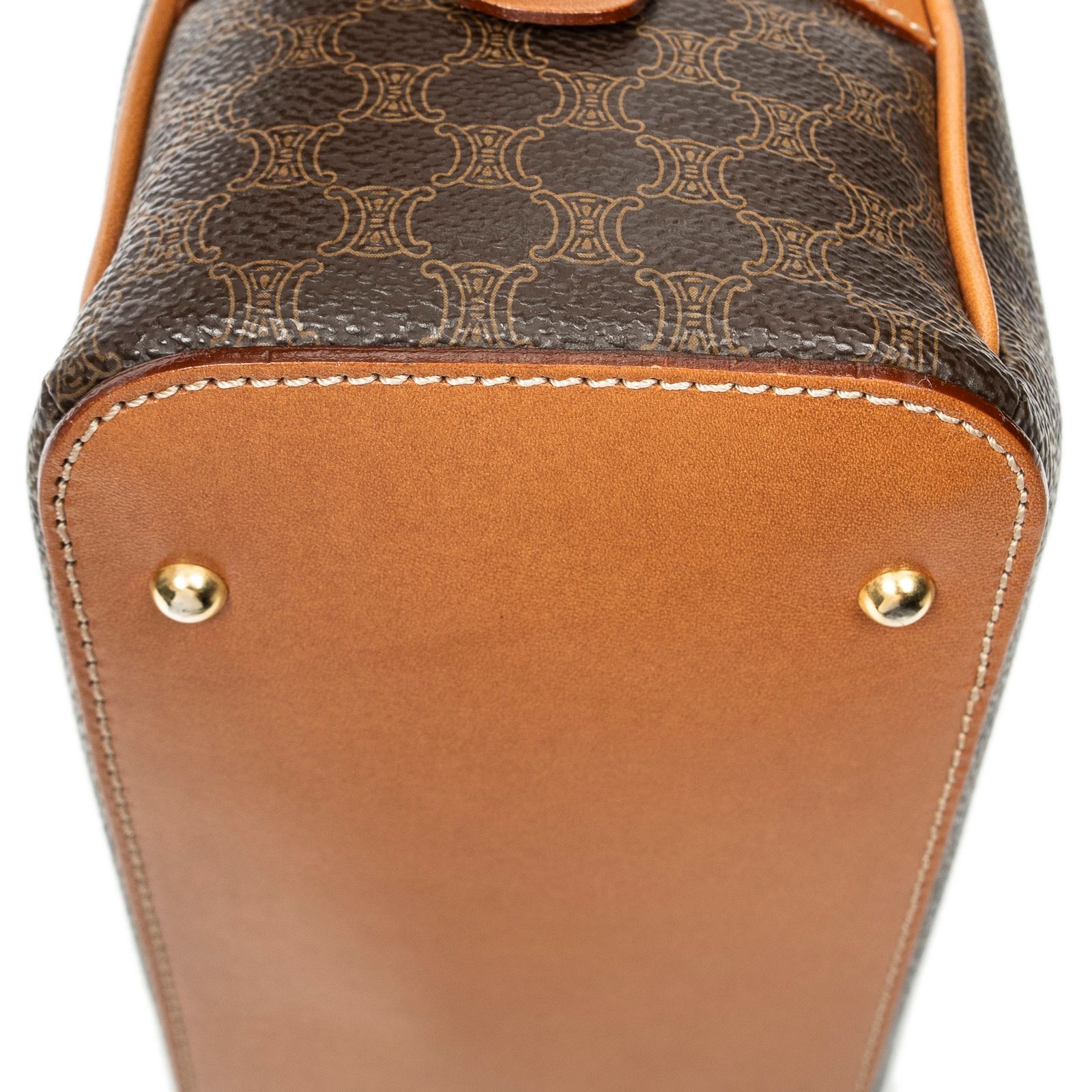[中古] CELINE セリーヌドームトップハンドル茶色マカダムPVCキャンバスAB CELINE セリーヌ 中古] ミニボストン ダブル セリーヌヴィンテージドームトップハンドル茶色マカダムPVCキャンバスAB