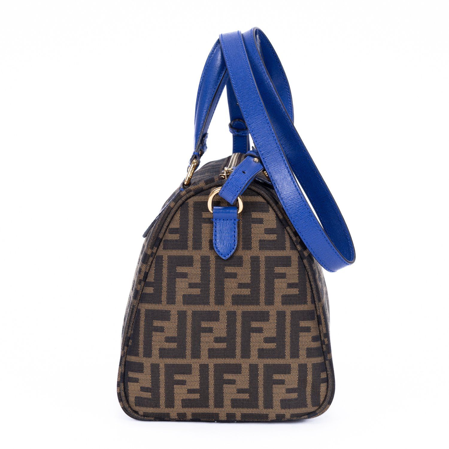 [中古] FENDI フェンディBoston Crossbody茶色、青ズッカキャンバスA