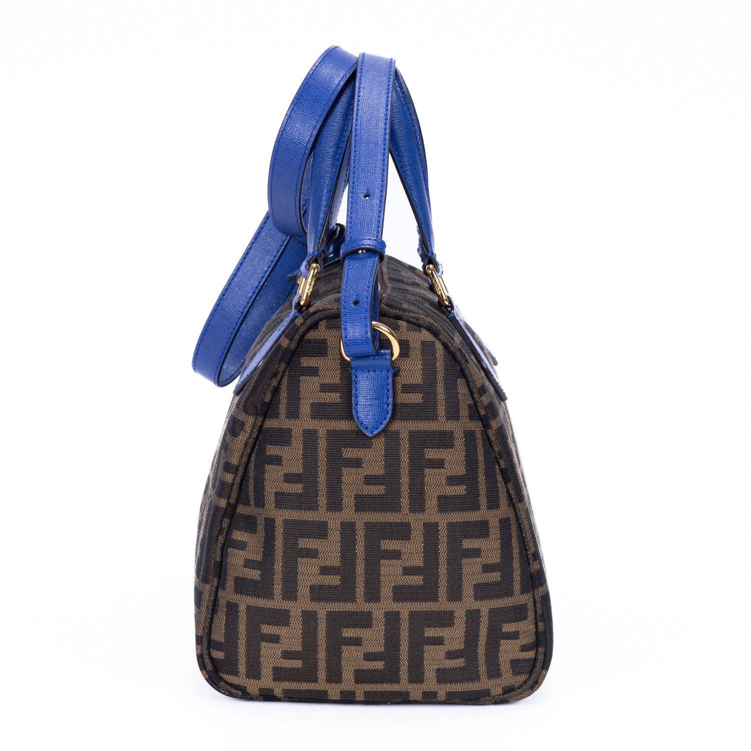 [中古] FENDI フェンディBoston Crossbody茶色、青ズッカキャンバスA