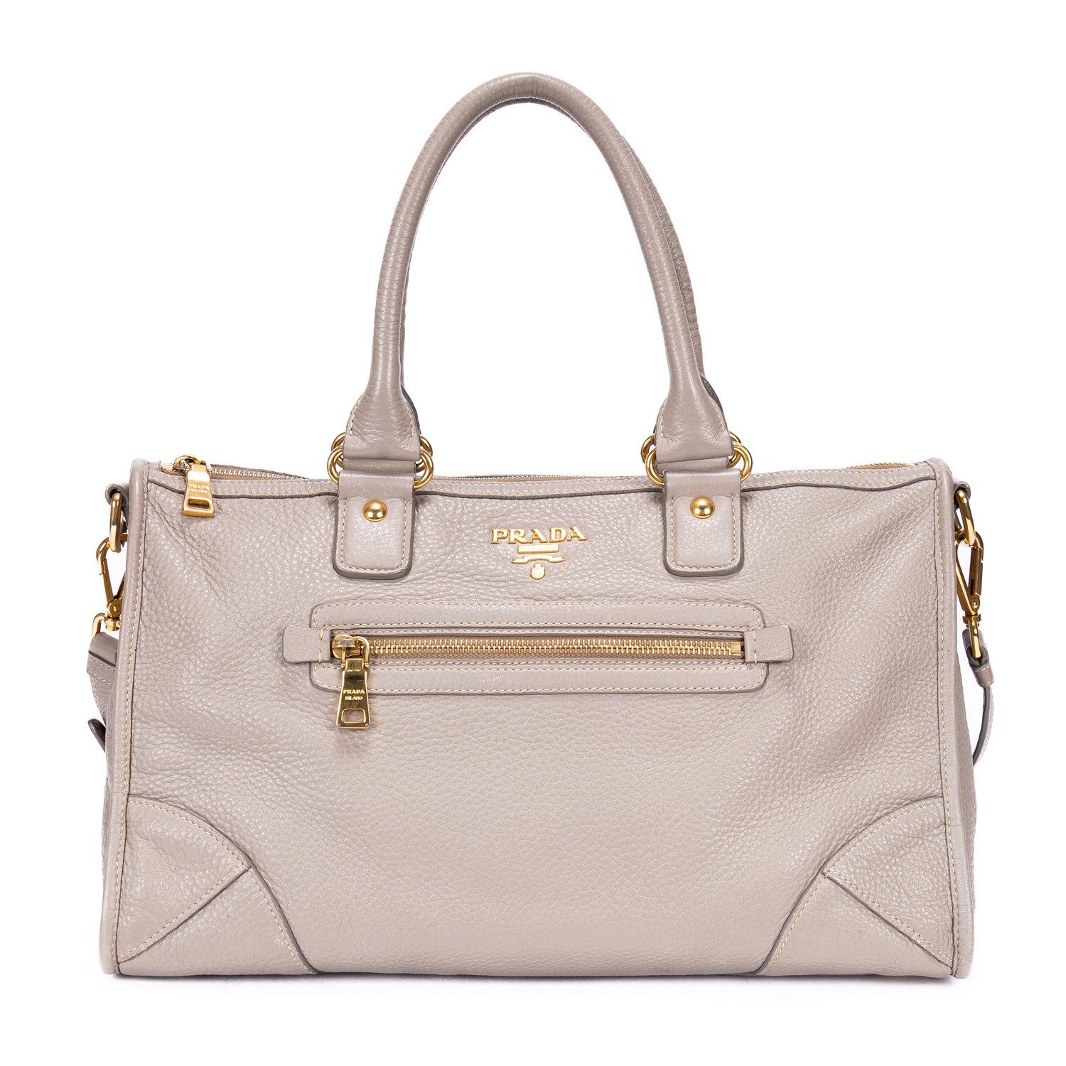 [中古] PRADA プラダMotor ToteグレーVitello PhenixA