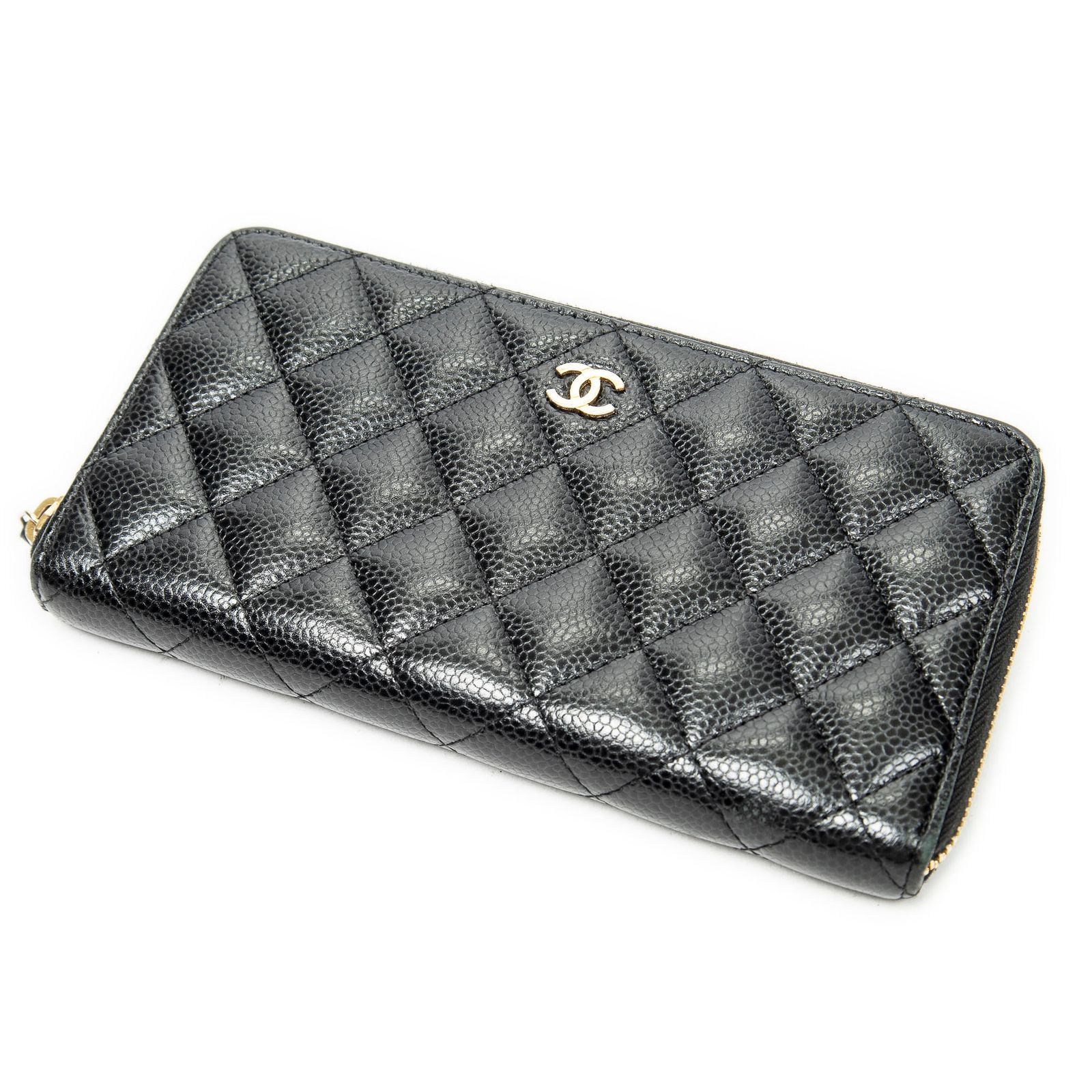 [中古] CHANEL シャネルタイムレスジップアラウンドウォレット黒マトラッセキャビアレザーA 53,700円