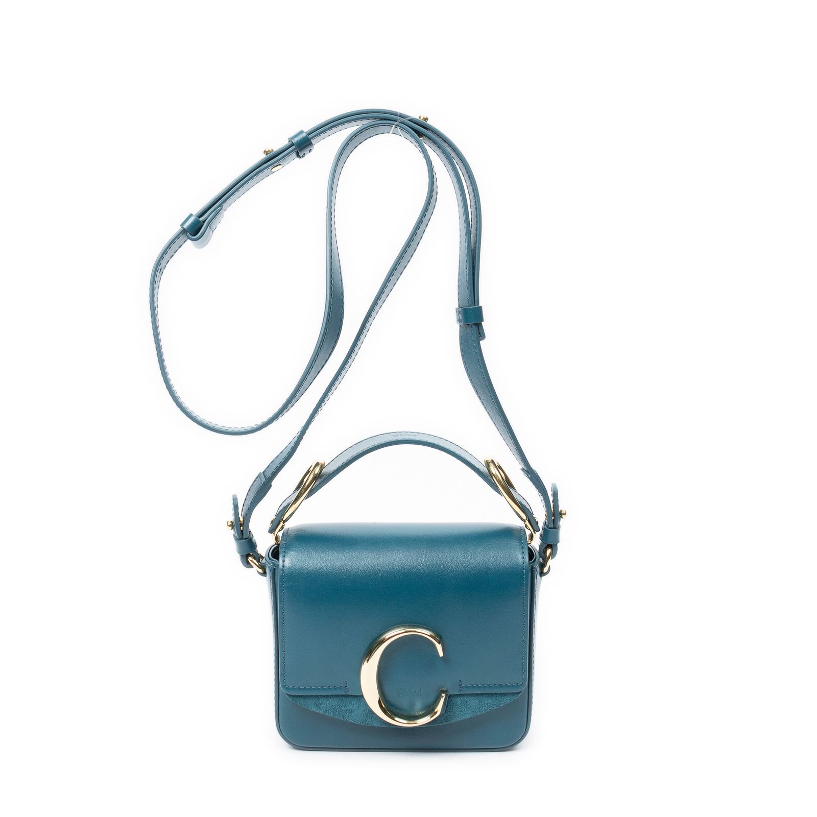 [中古] CHLOE クロエミニジップクロスボディダークティールカーフスキンレザーA