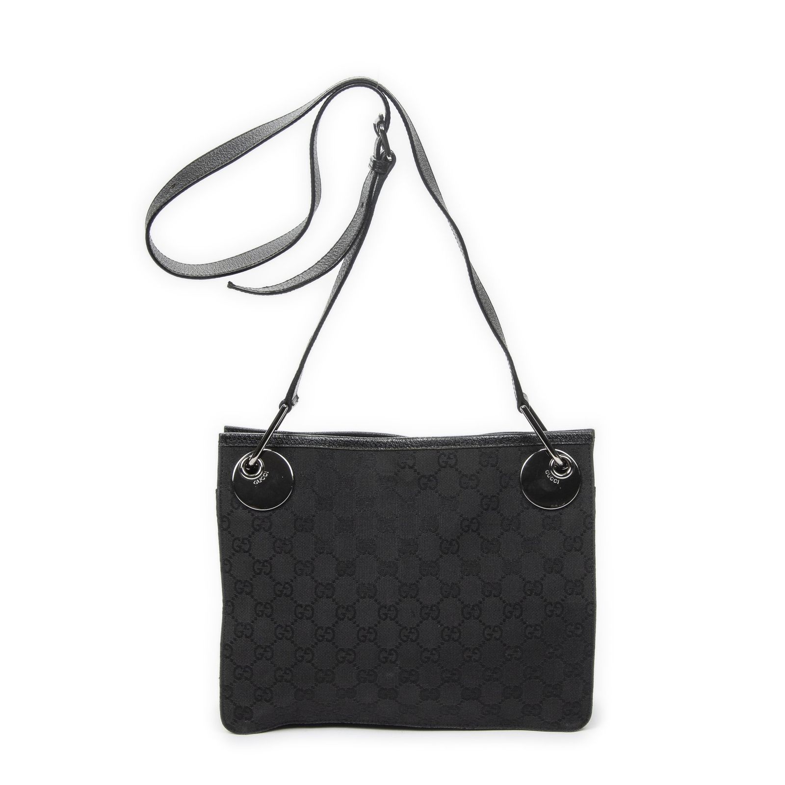 [中古] GUCCI グッチエクリプス クロスボディ ショルダーバッグ黒GGキャンバスA