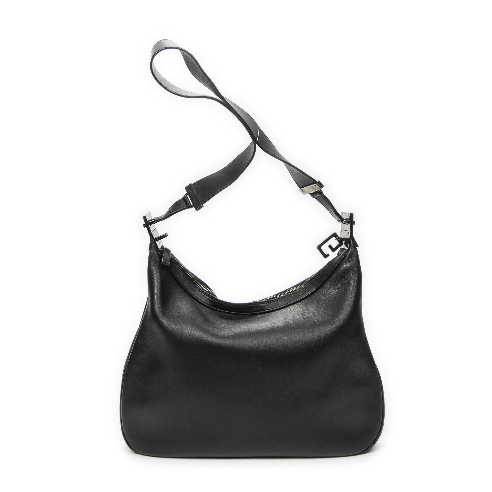 [中古] GUCCI グッチジップホーボー黒カーフスキンレザーA