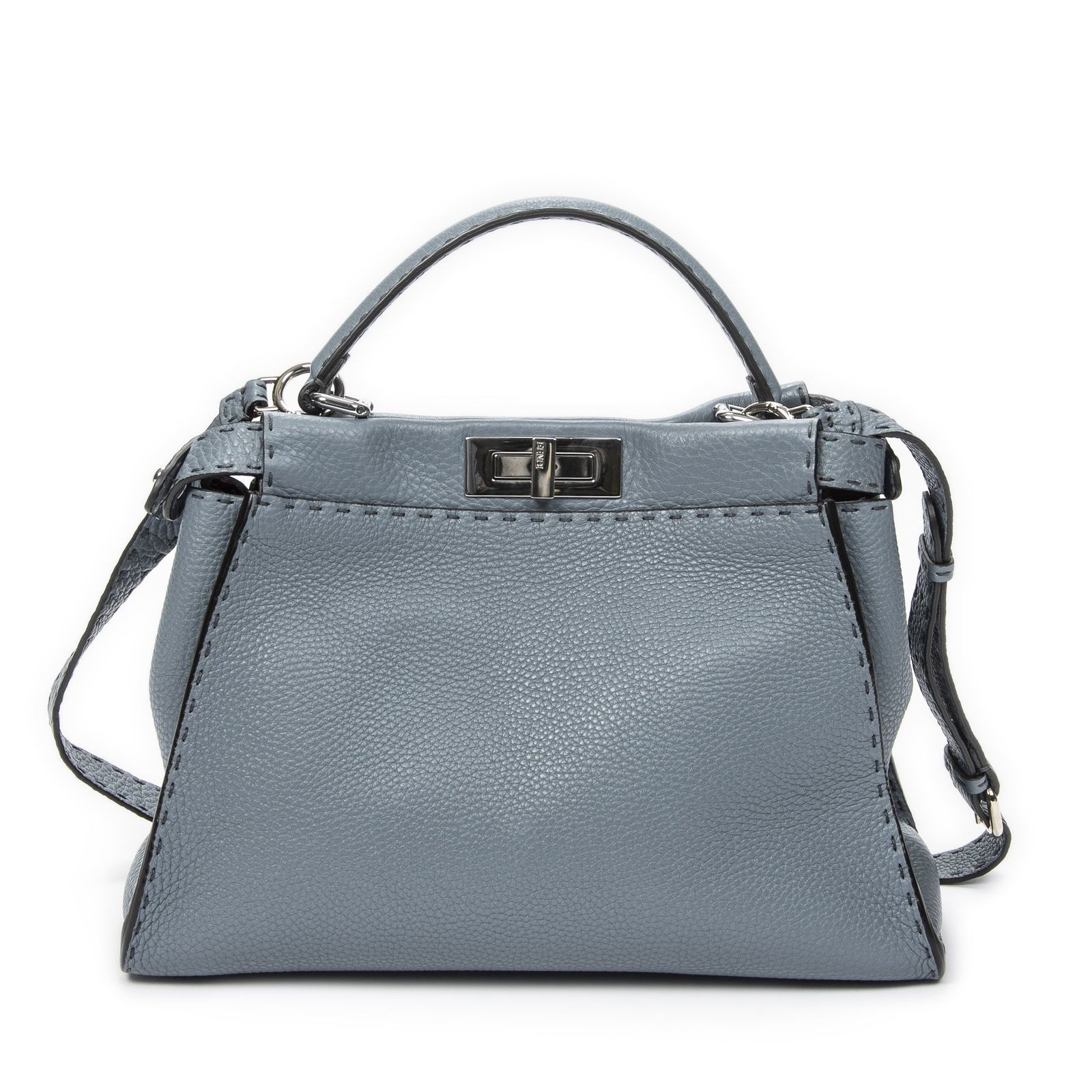 [中古] FENDI フェンディミディアム ピーカブー水色セレリアレザーA